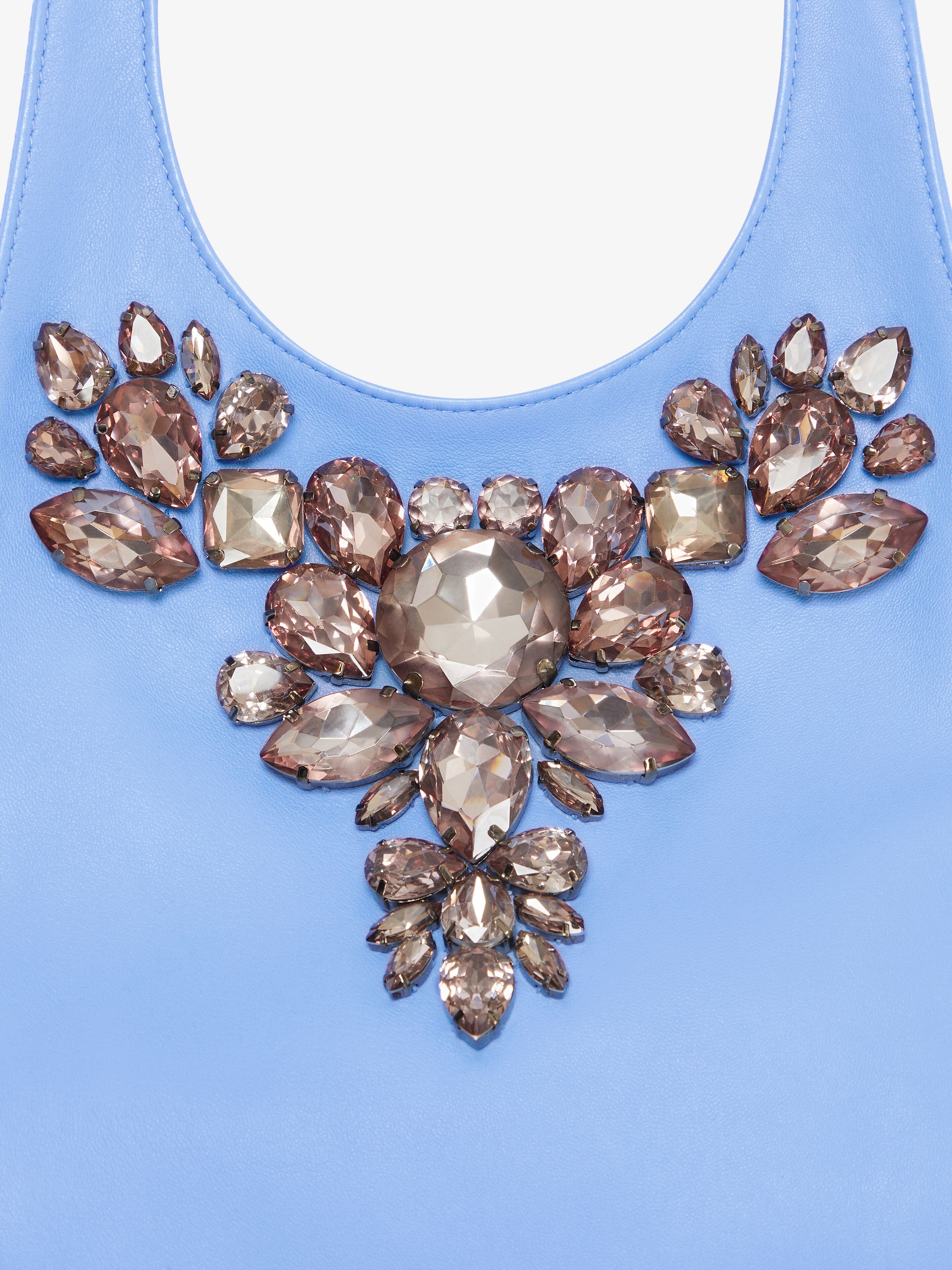 CROPPED TOP IN LEATHER WITH EMBROIDERED STONES - 5