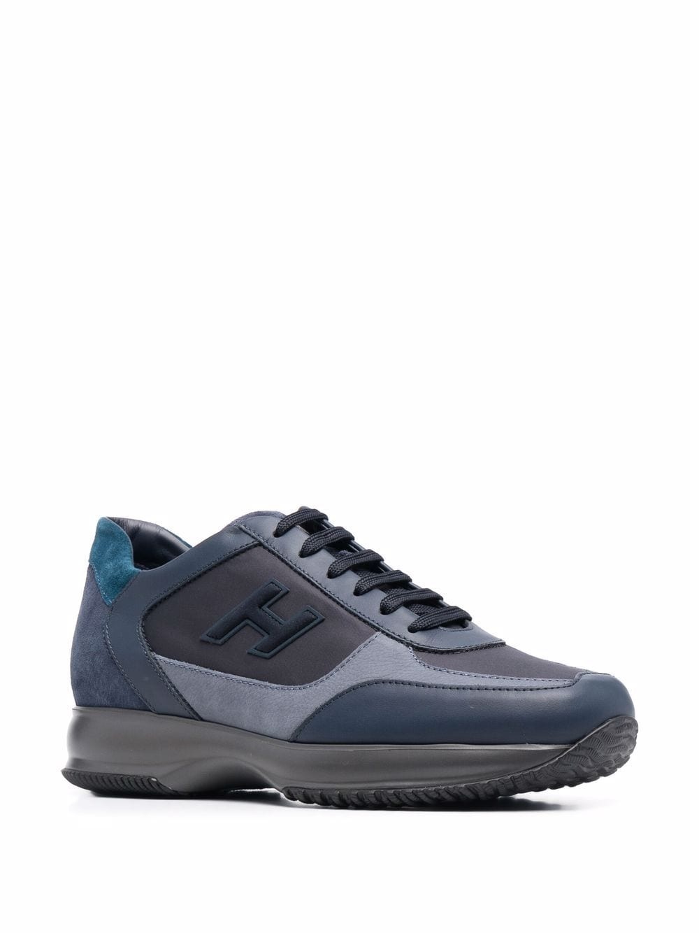 panelled suede-leather trainers - 4
