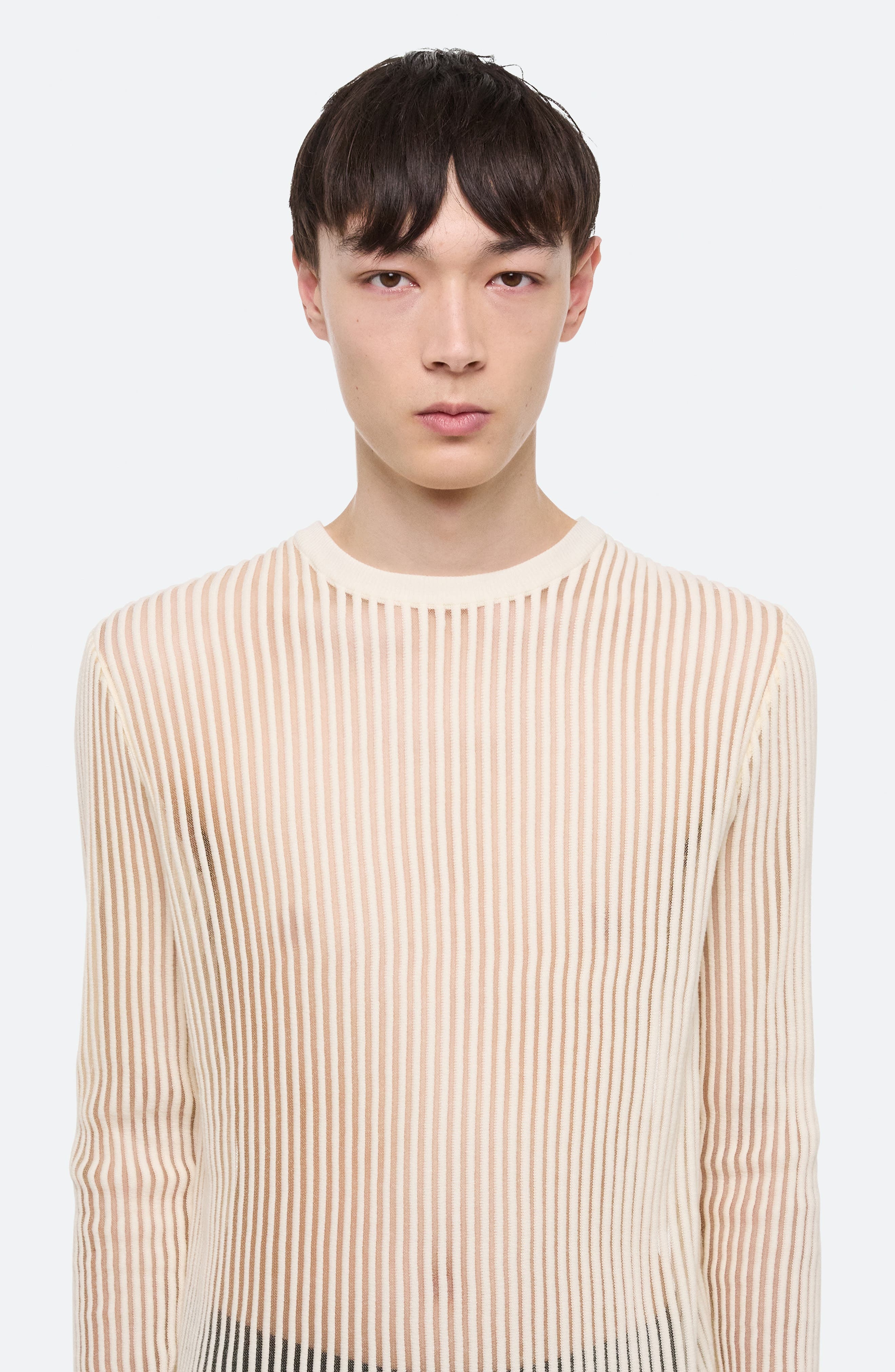 Helmut Lang Sheer Stripe Crewneck T-Shirt in Ivory at Nordstrom - 4