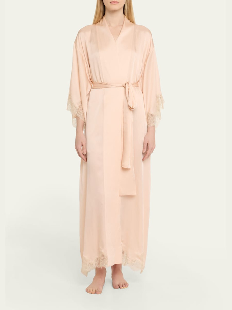 KIKI DE MONTPARNASSE Giselle Lace-Trim Silk Maxi Robe outlook