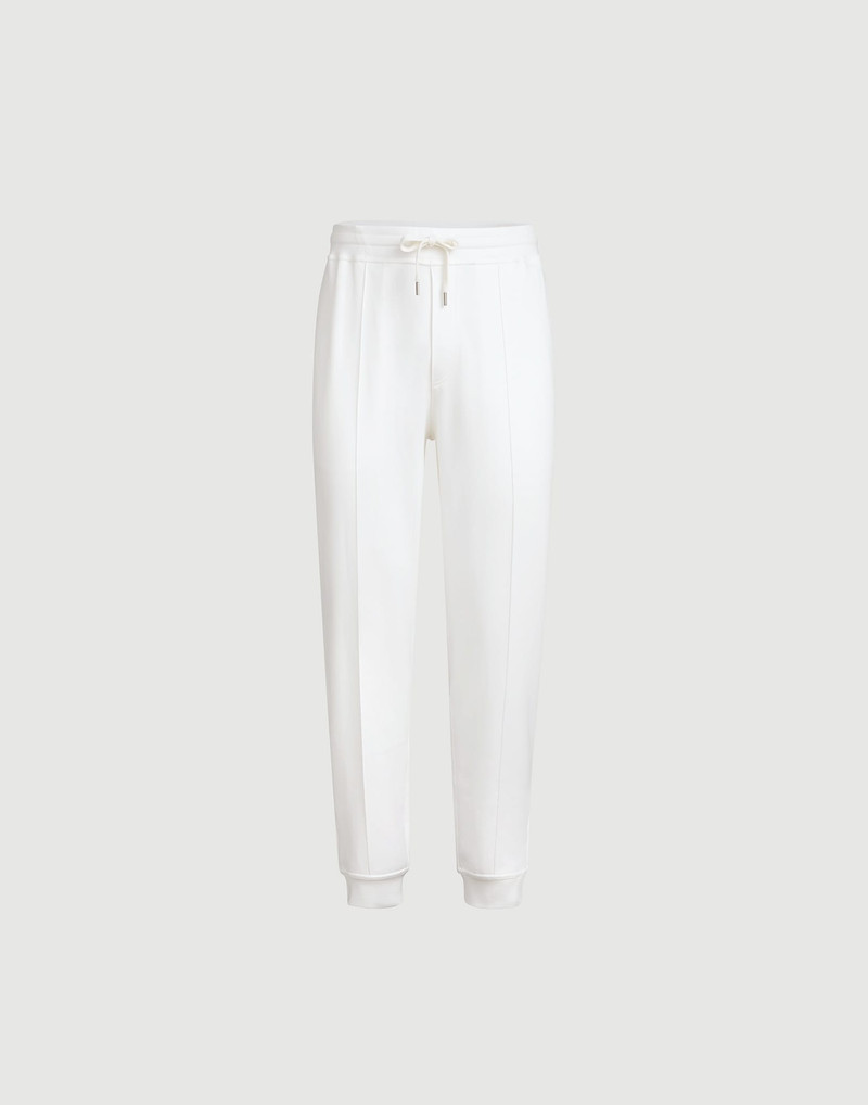 Techno cotton French terry trousers with Crête detail and elasticated zipper cuffs 1