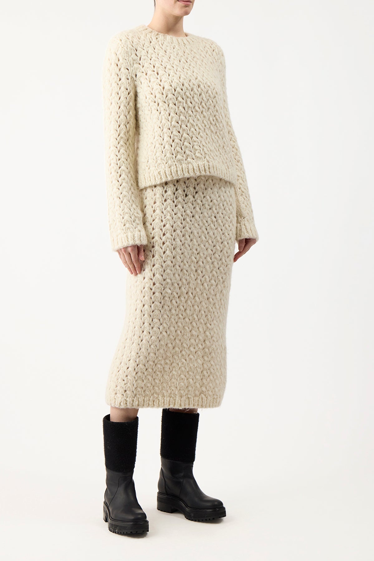 Bower Sweater in Ivory Welfat Cashmere - 3