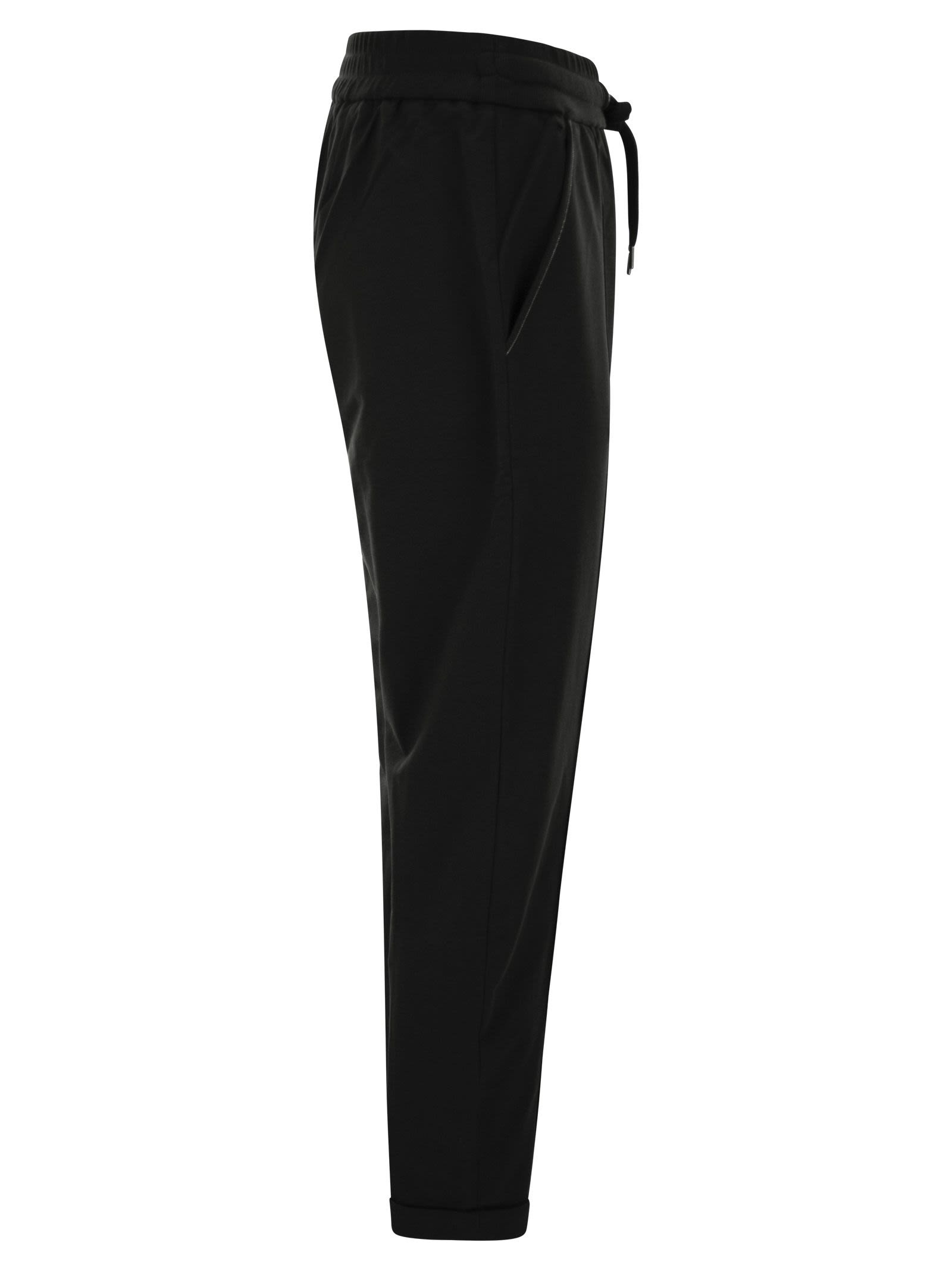 Brunello Cucinelli Women Track Trousers In Lightweight Stretch Cotton Fleece With Moniline - 3