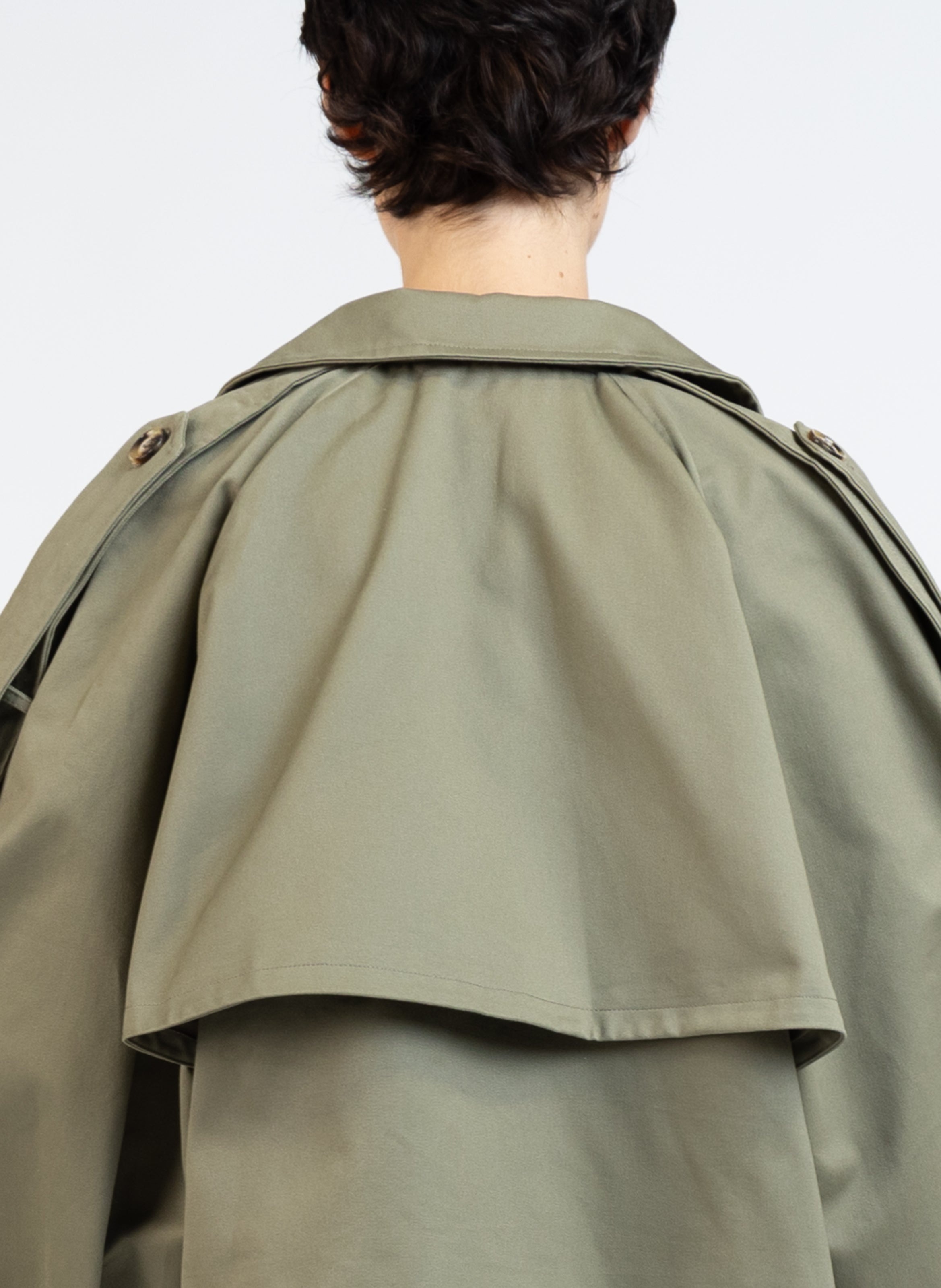 Cropped Trench Coat/Khaki - 2