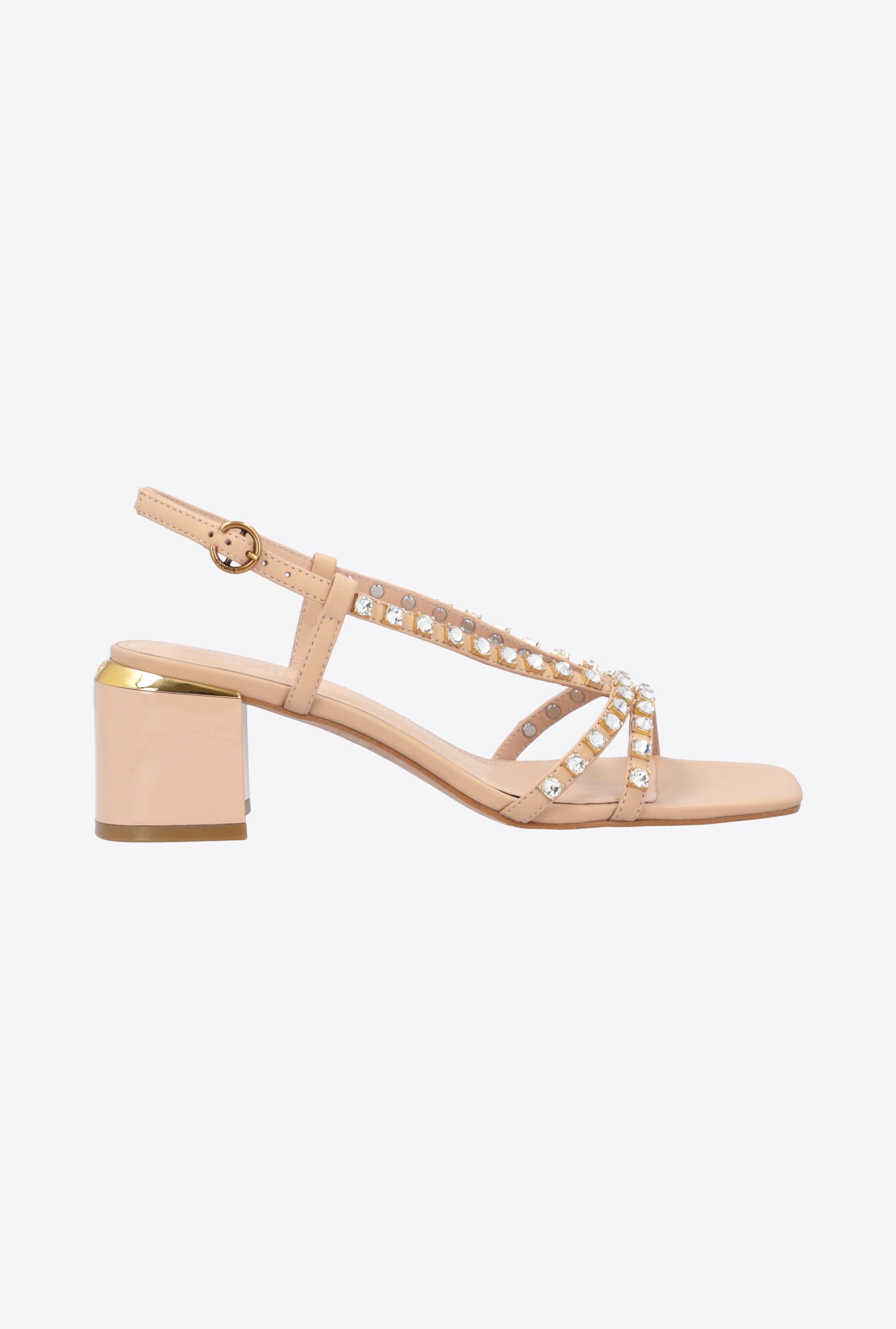 NAPPA LEATHER SANDALS WITH GOLDEN HEEL - 1