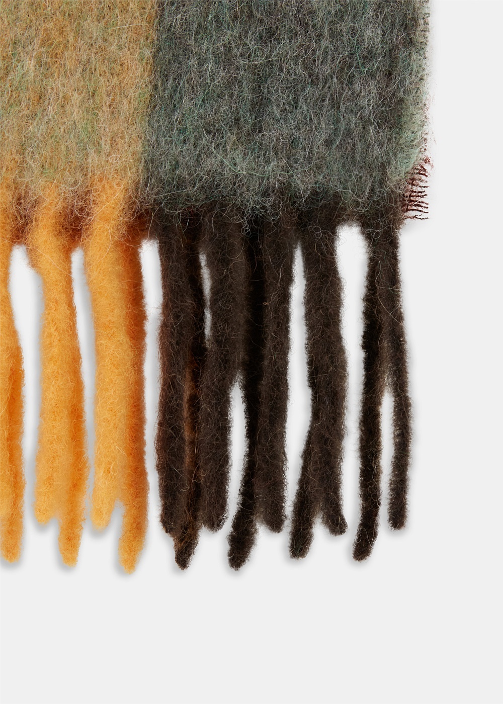 Brown Vally Check Mohair Scarf - 3