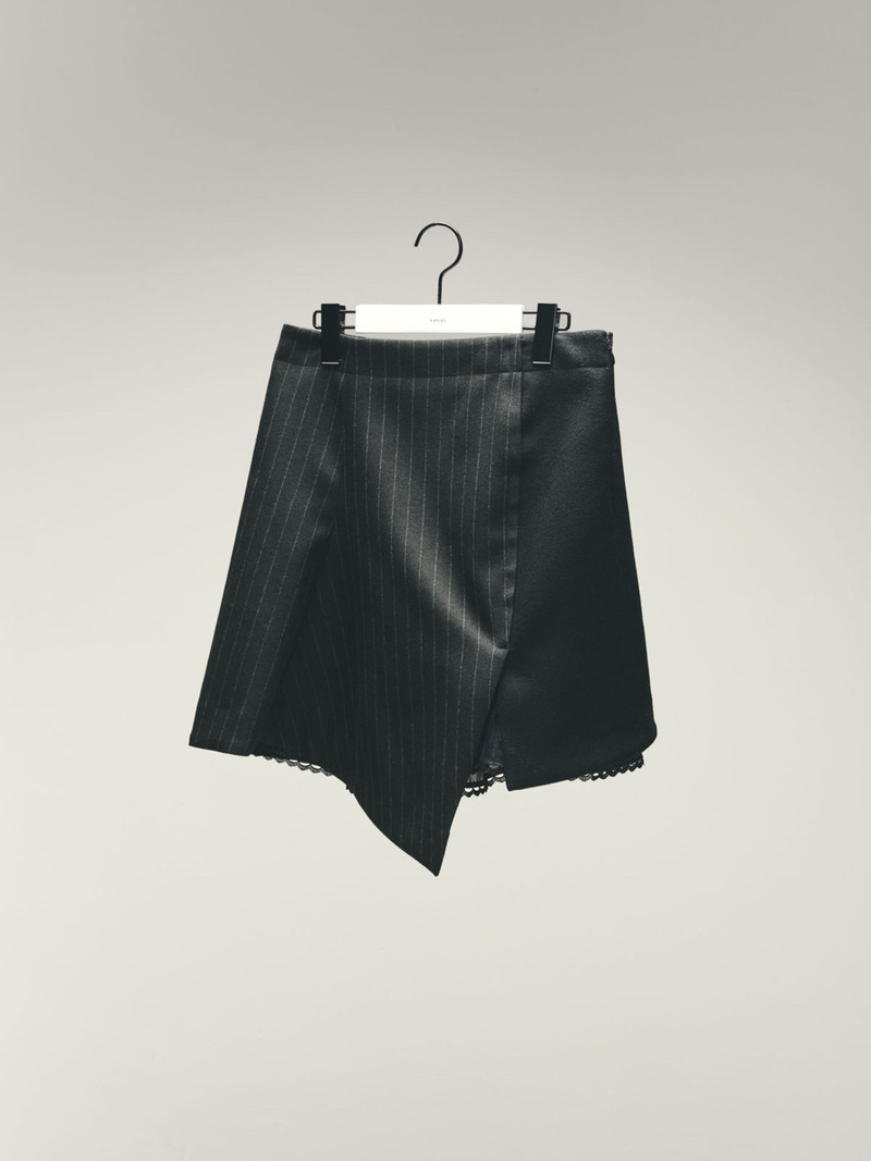 sacai Chalk Stripe x Wool Melton Skirt outlook