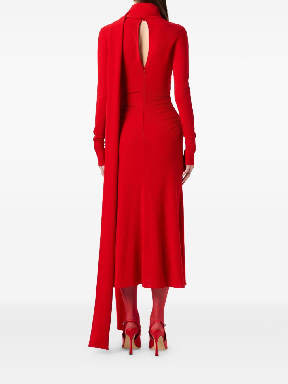 high-neck draped midi dress - 4
