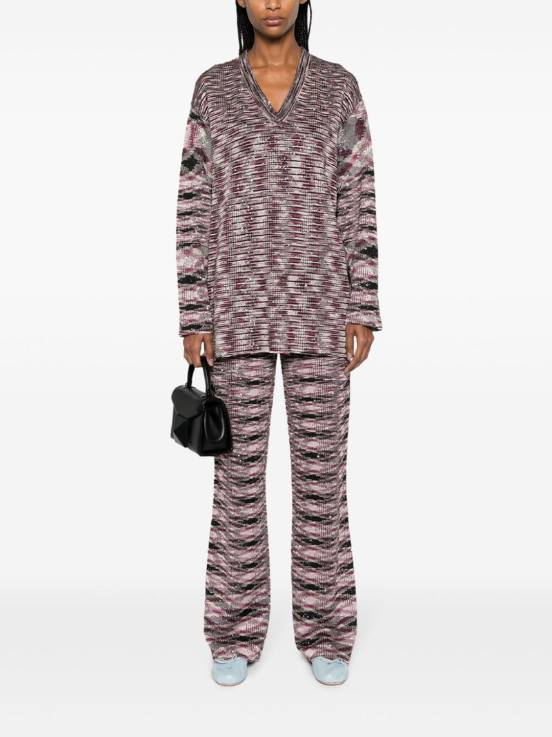 Missoni patterned intarsia-knit flared trousers outlook