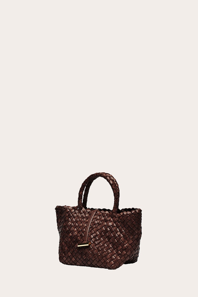 MINI LEATHER BASKET DARK BROWN - 3