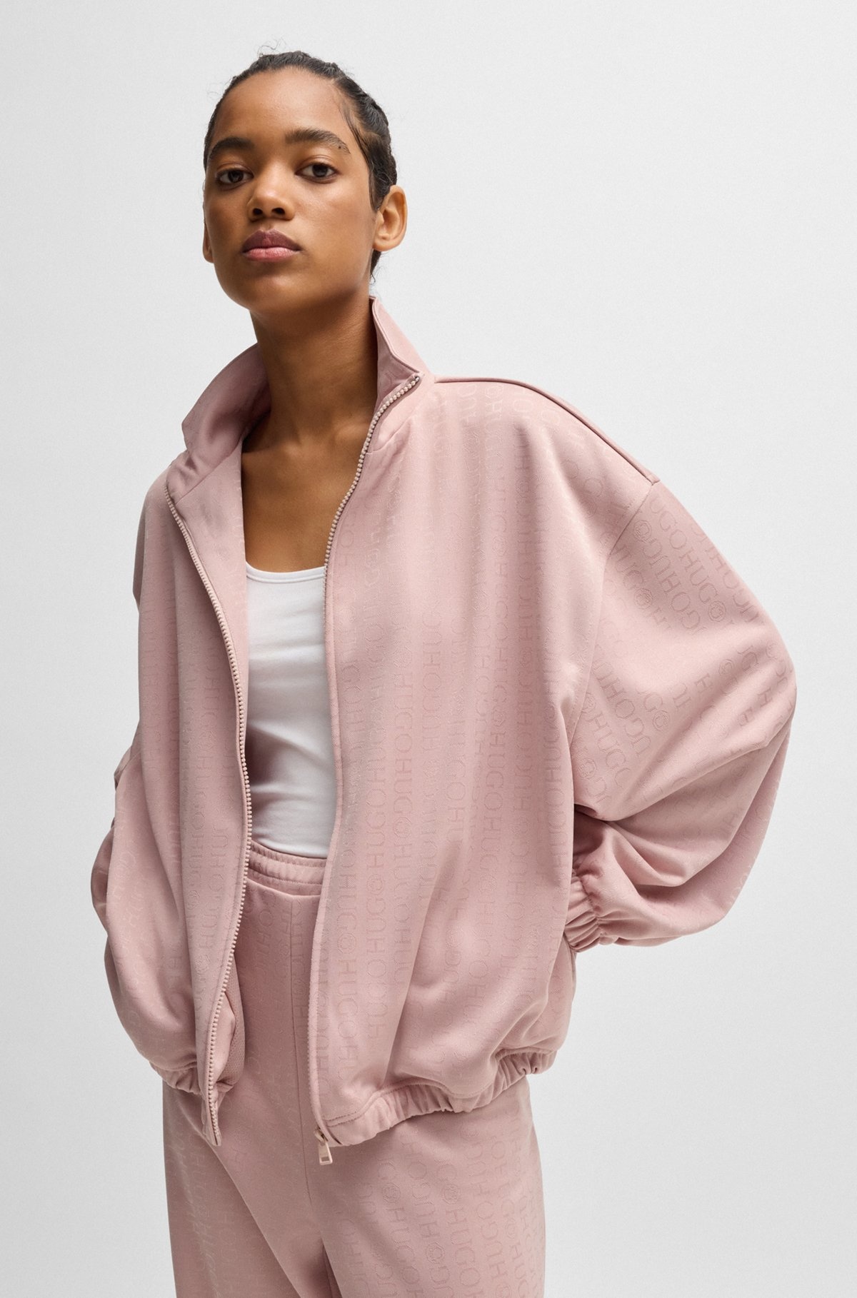 OVERSIZE-FIT JACKET WITH ALL-OVER LOGO JACQUARD - 6