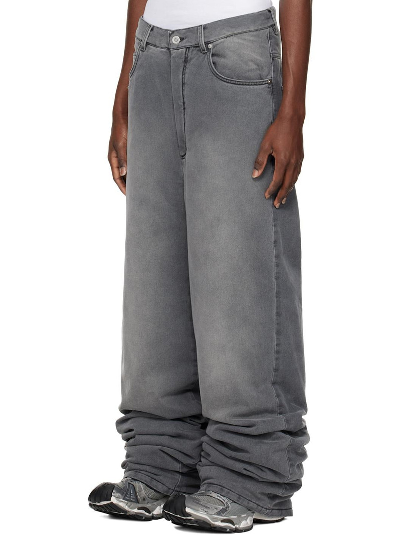 LU'U DAN Gray Wadded Stack Jeans outlook