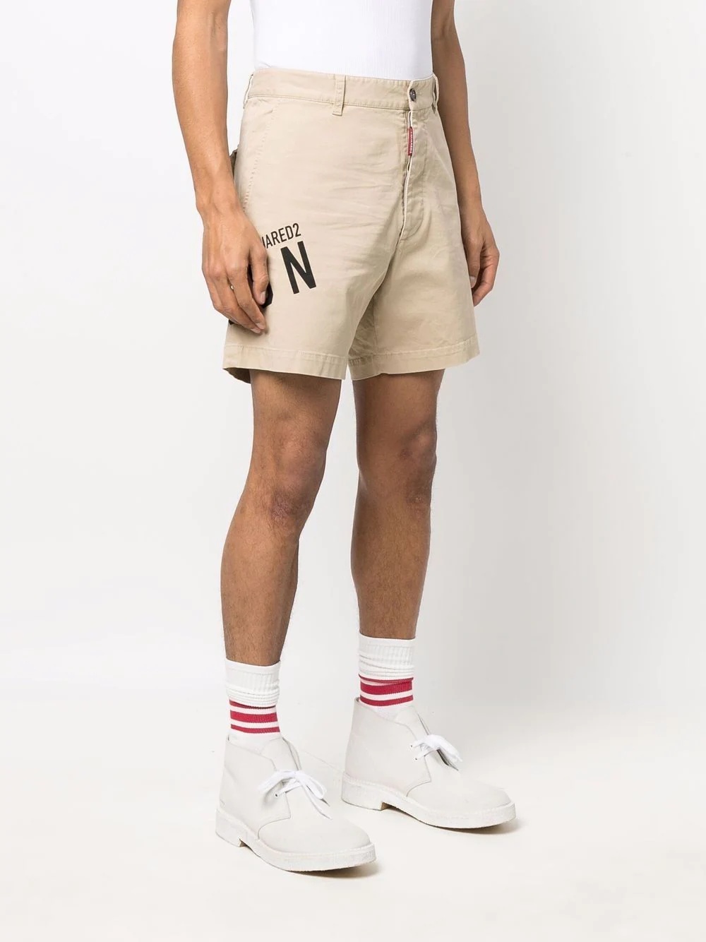 logo-print chino shorts - 3