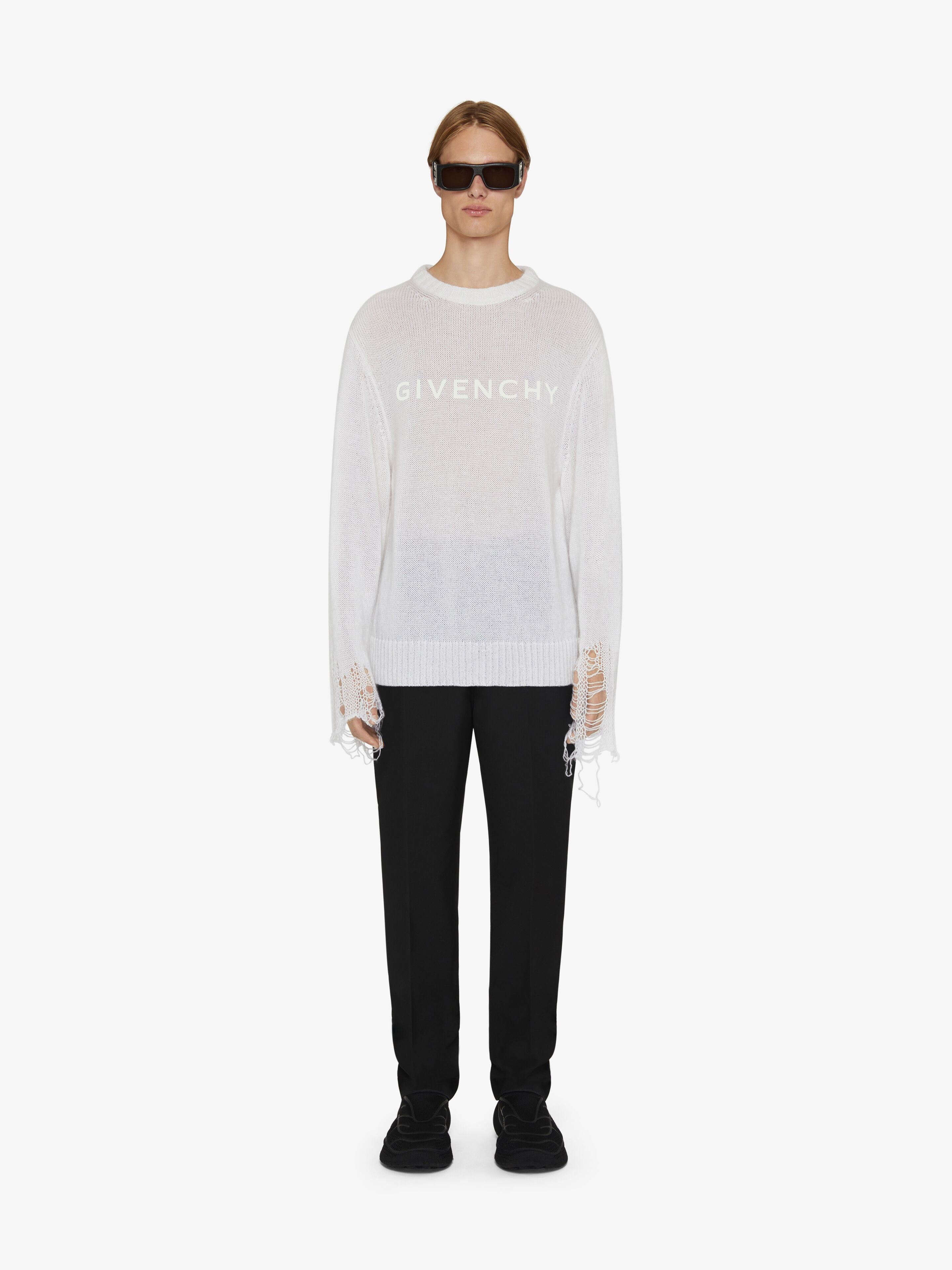 SWEATER IN MOHAIR AND WOOL WITH DESTROYED EFFECT - 2