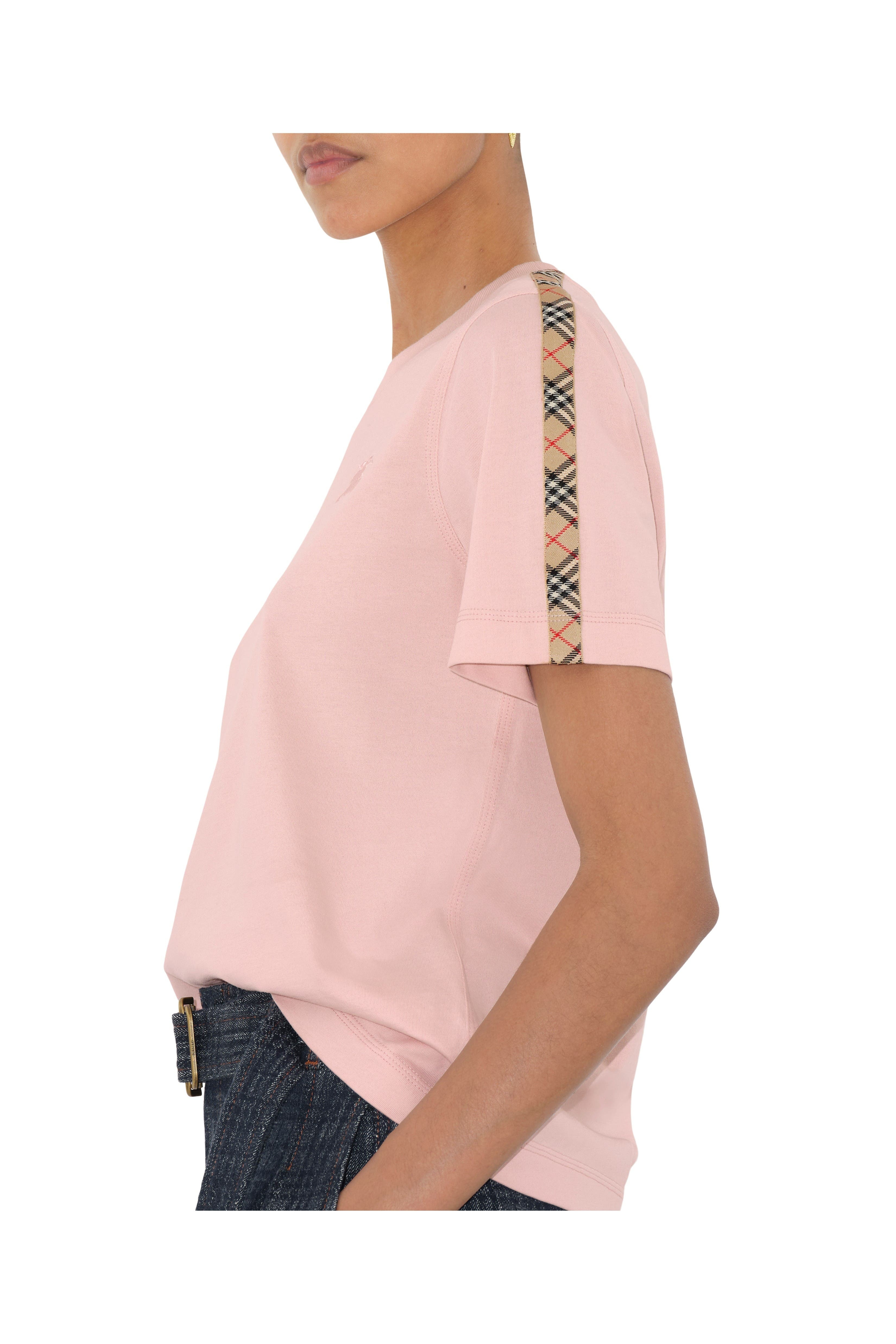 burberry Check Trim Cotton T-shirt in Bouquet at Nordstrom - 2