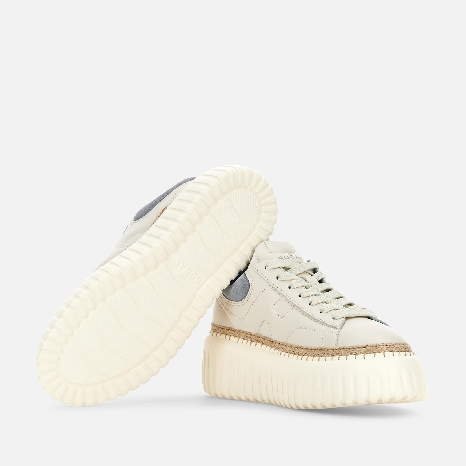 スニーカー HOGAN Ivory Nappa Leather H-Stripes Sneakers HOGAN Sneakers Hogan H-Stripes | REVERSIBLE