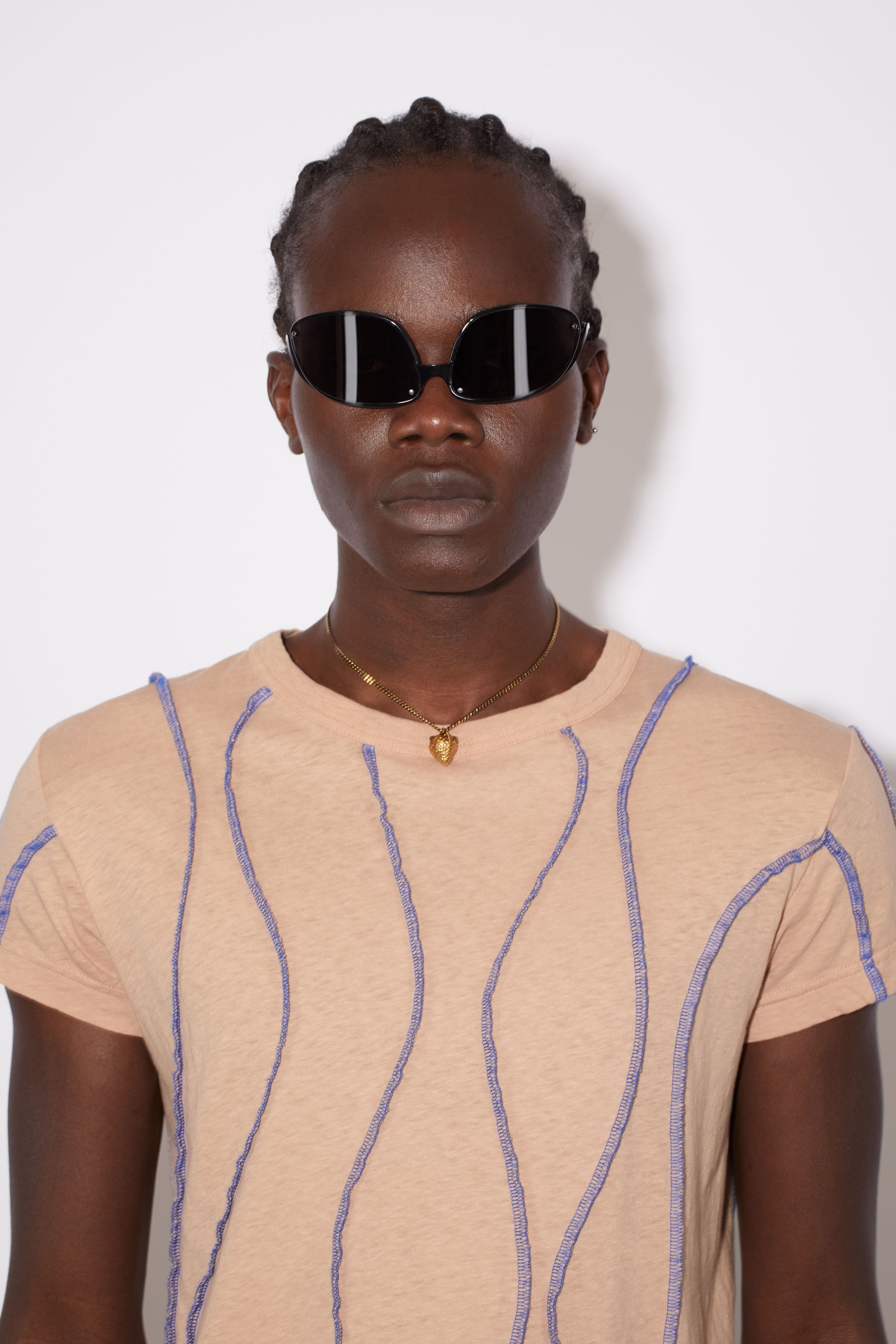 Overlock stitch t-shirt - Dusty pink - 4
