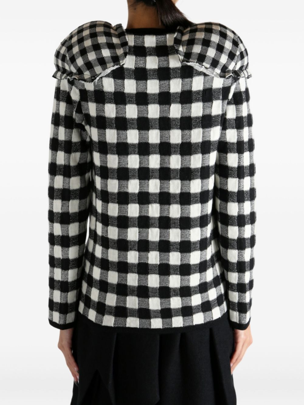 gingham padded-shoulder jumper - 5