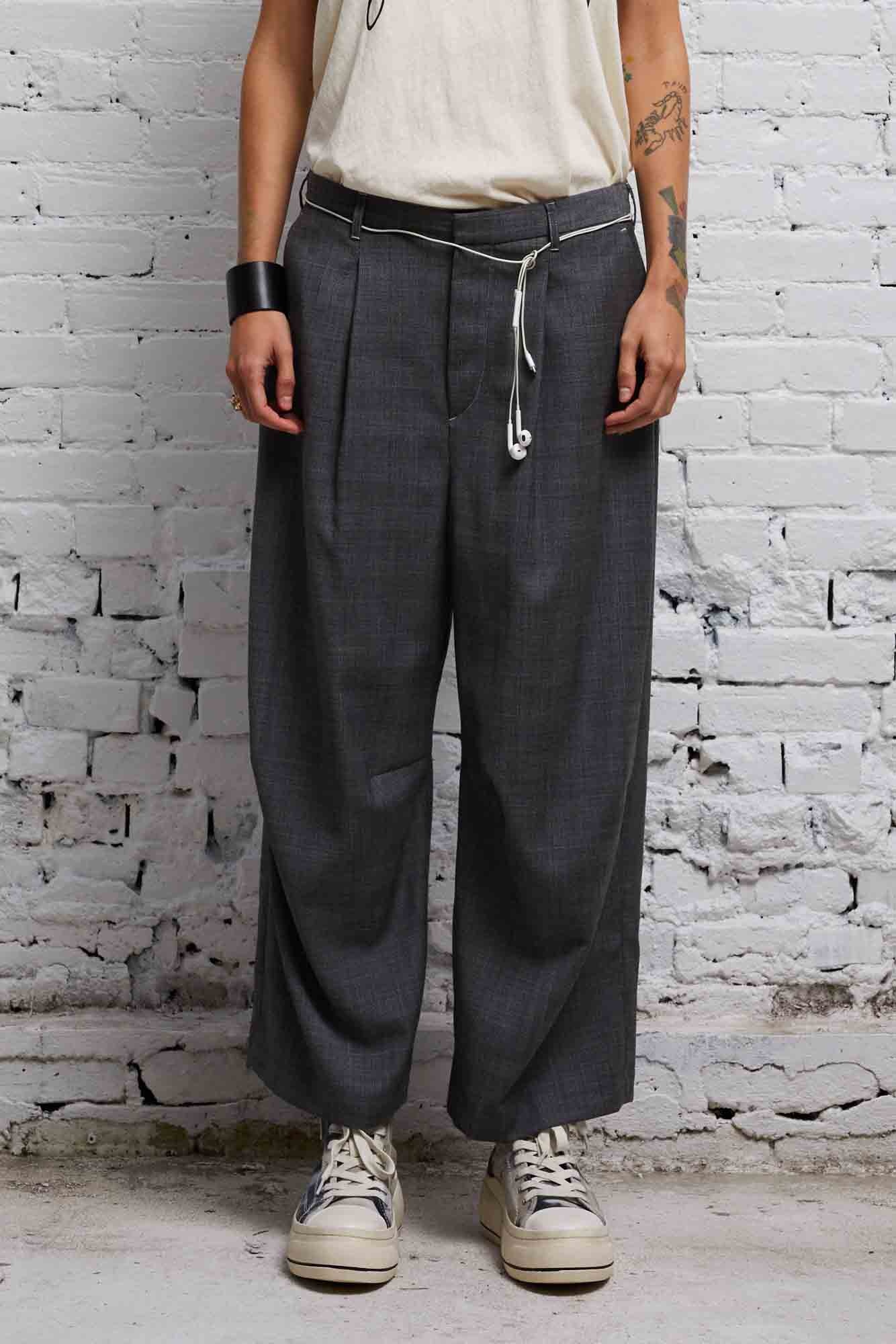 CROPPED WIDE LEG TROUSER - DARK GLEN PLAID - 2