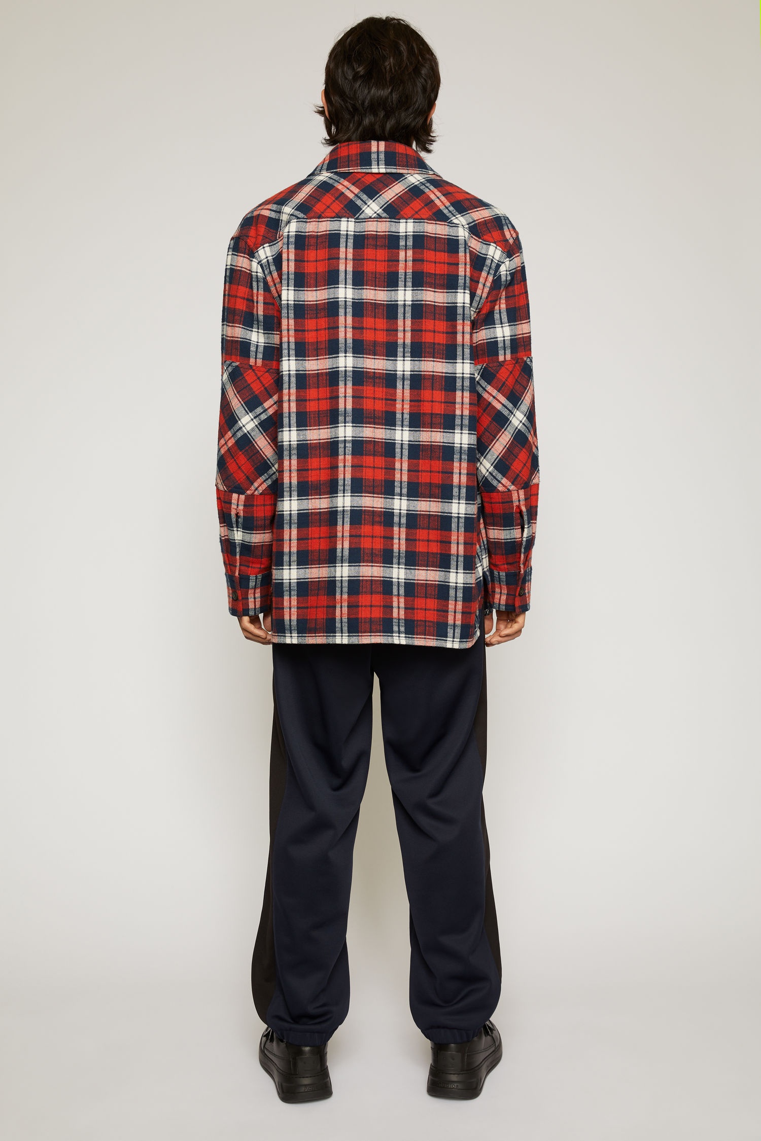 Face patch flannel overshirt red/navy - 5