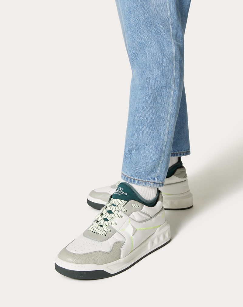 Valentino ONE STUD MID-TOP SNEAKER IN NAPPA LEATHER AND FABRIC outlook