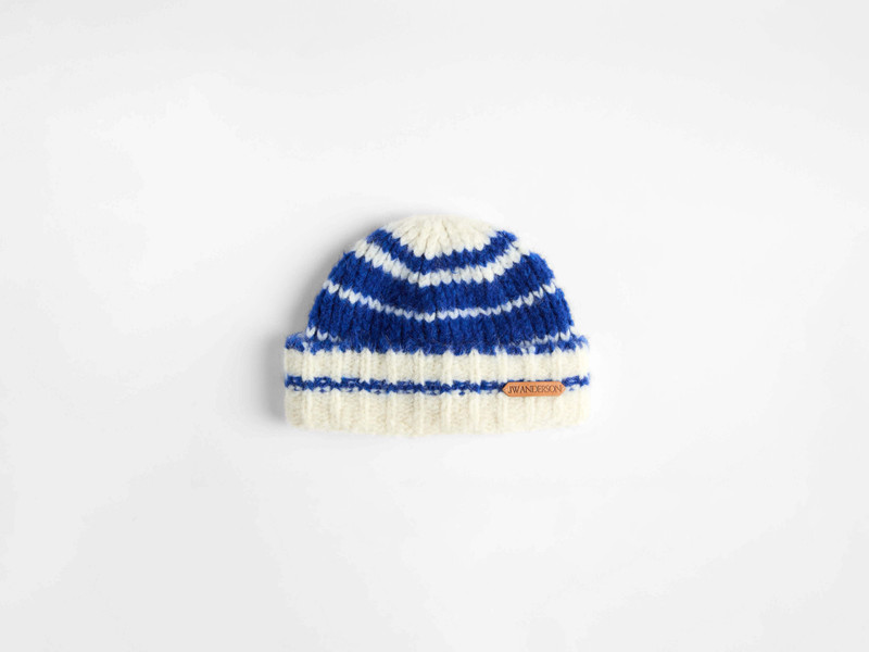 STRIPED BEANIE HAT IN ROYAL BLUE 1