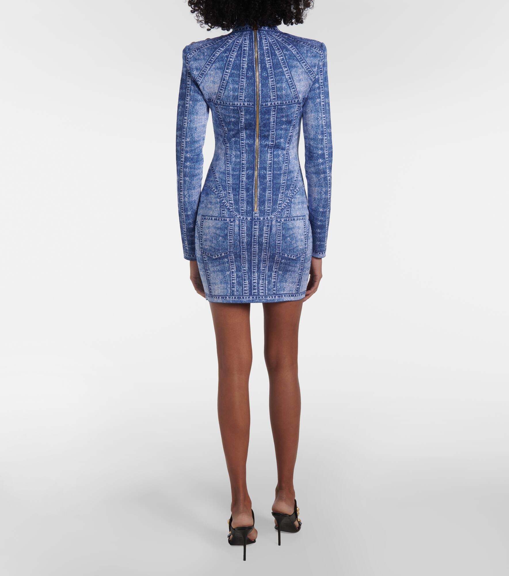 Trompe l'œil jacquard minidress - 3