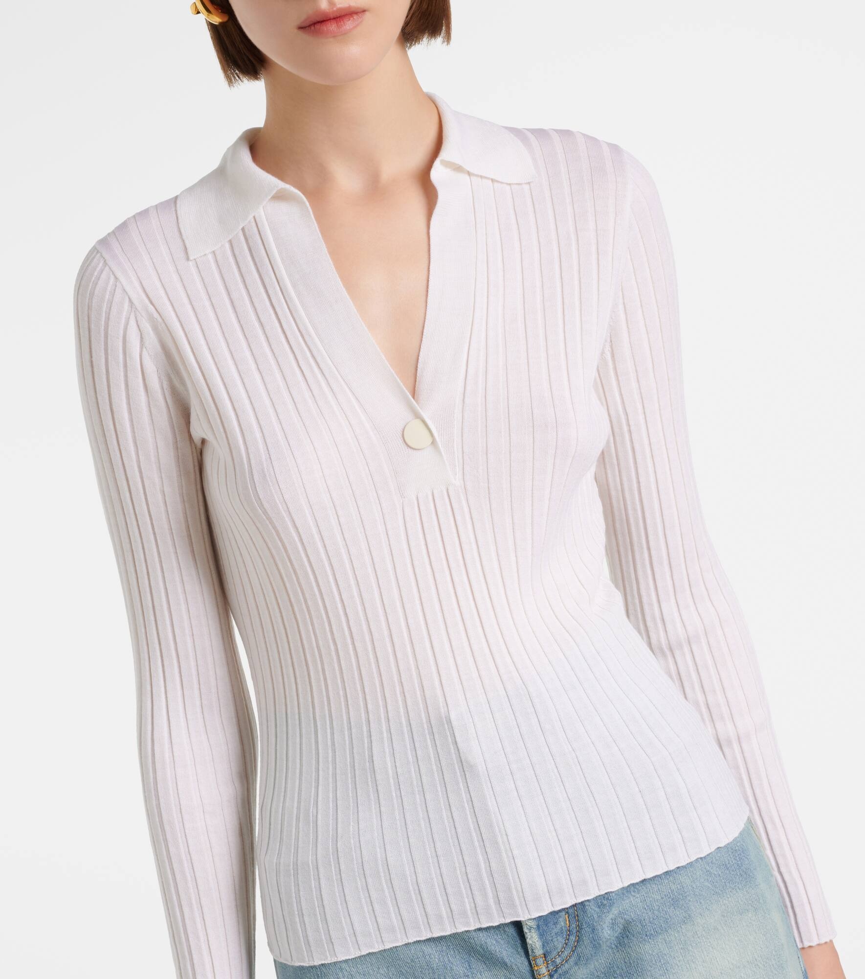 Ribbed-knit wool and silk-blend top - 5