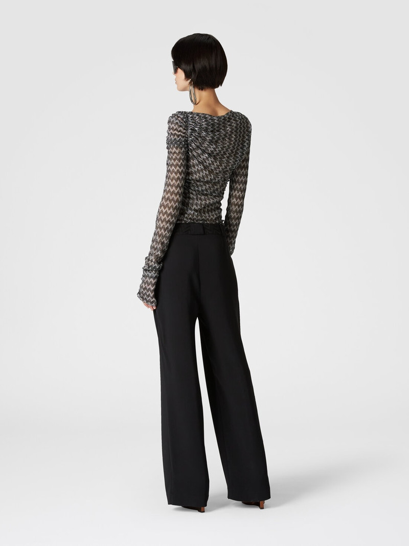 Classic viscose trousers with chevron insert 3