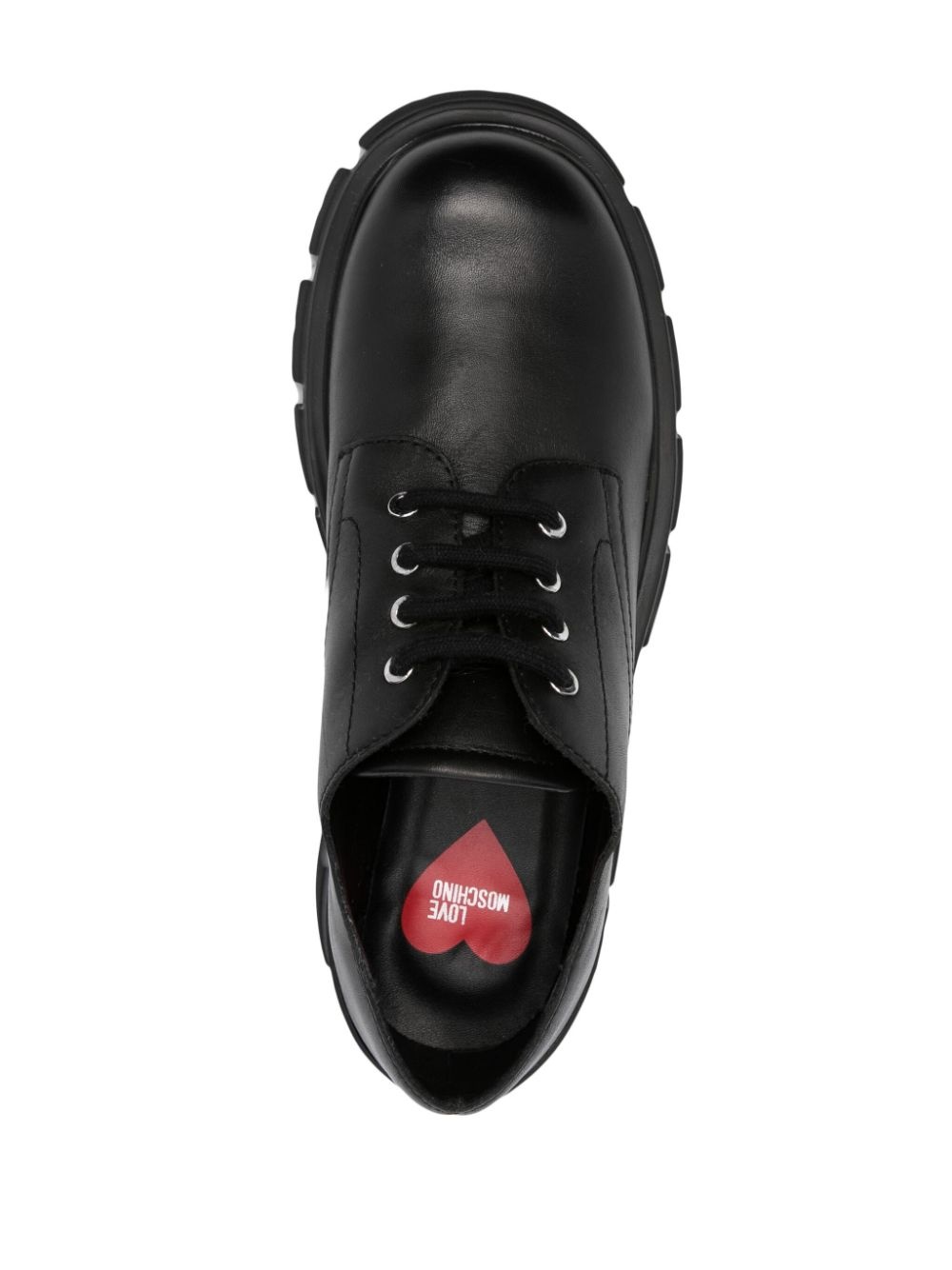 logo-raised detail leather Derby shoes - 4