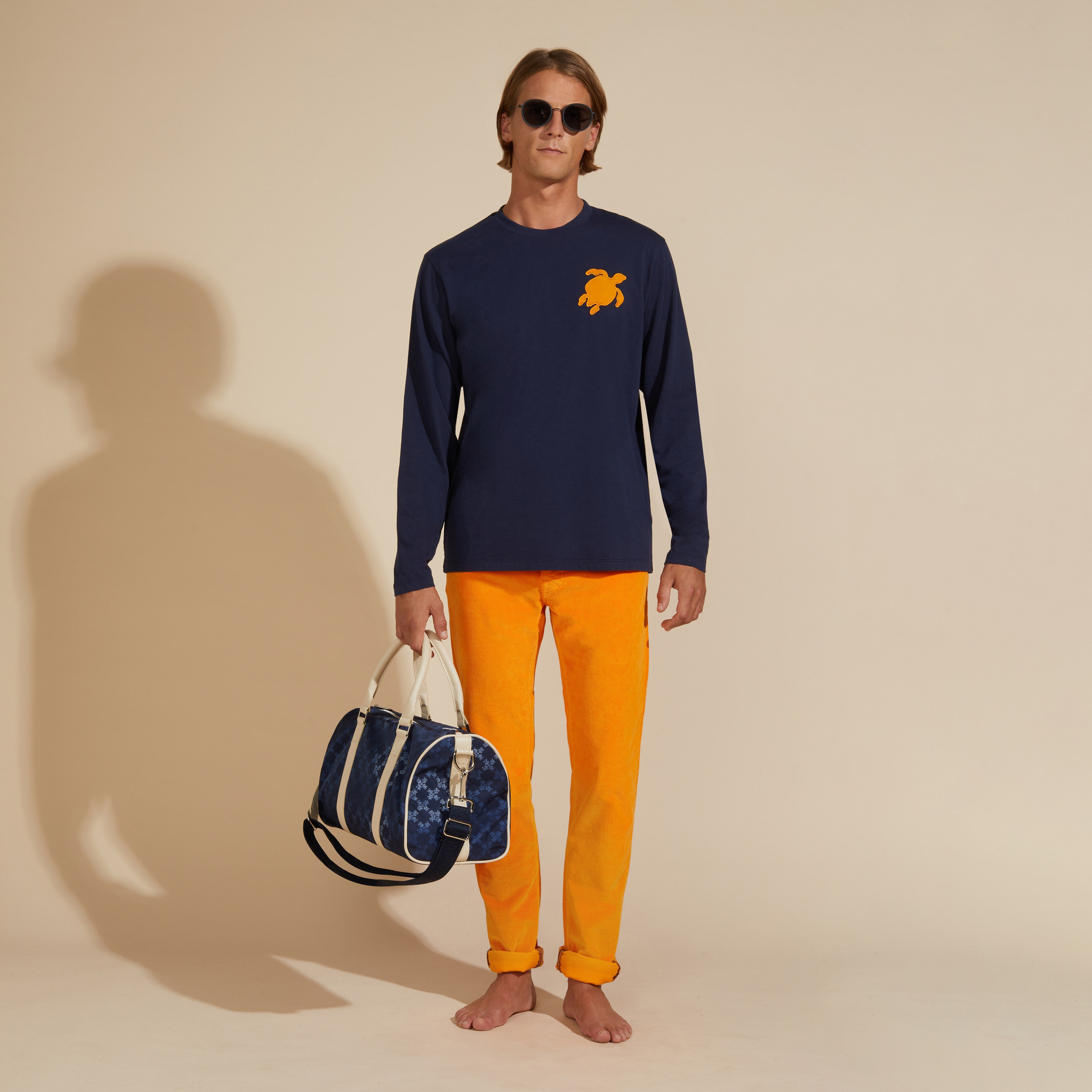 Men Long Sleeves Cotton T-Shirt Turtle Patch - 5
