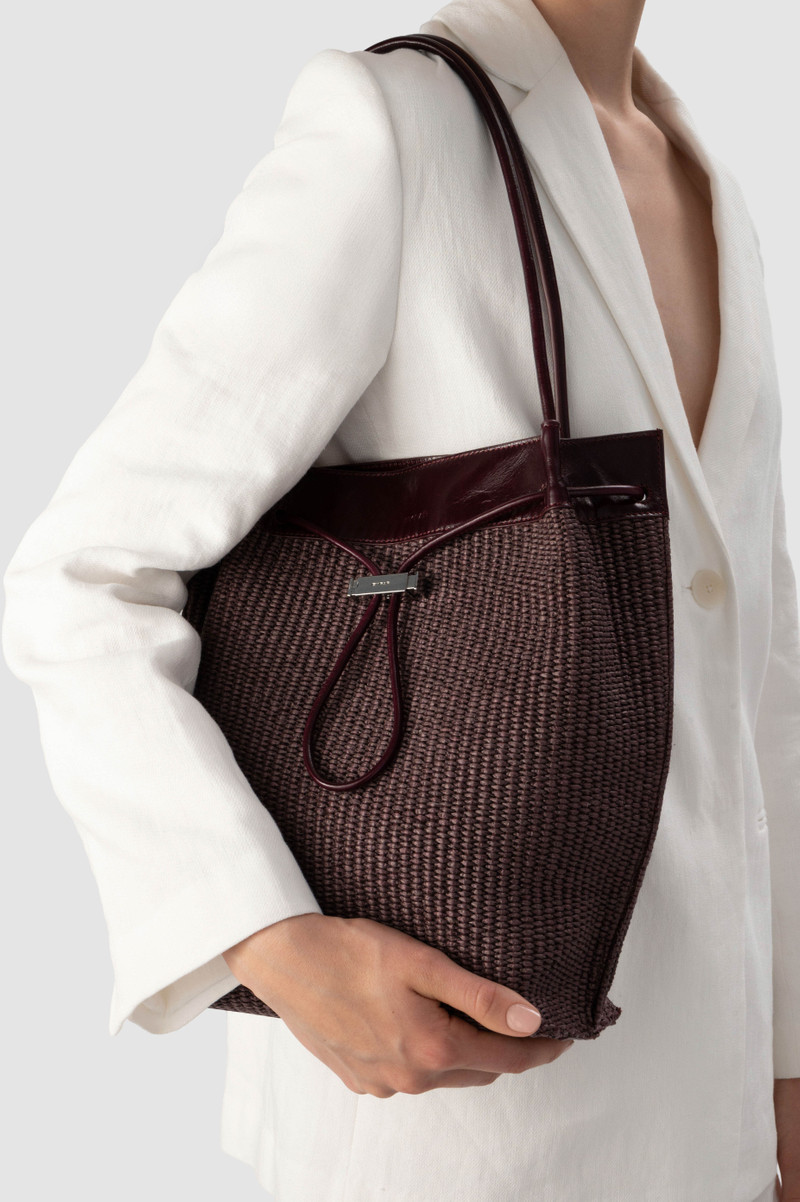 Kayla Grape Raffia and Calf Leather Shoulder Bag 4