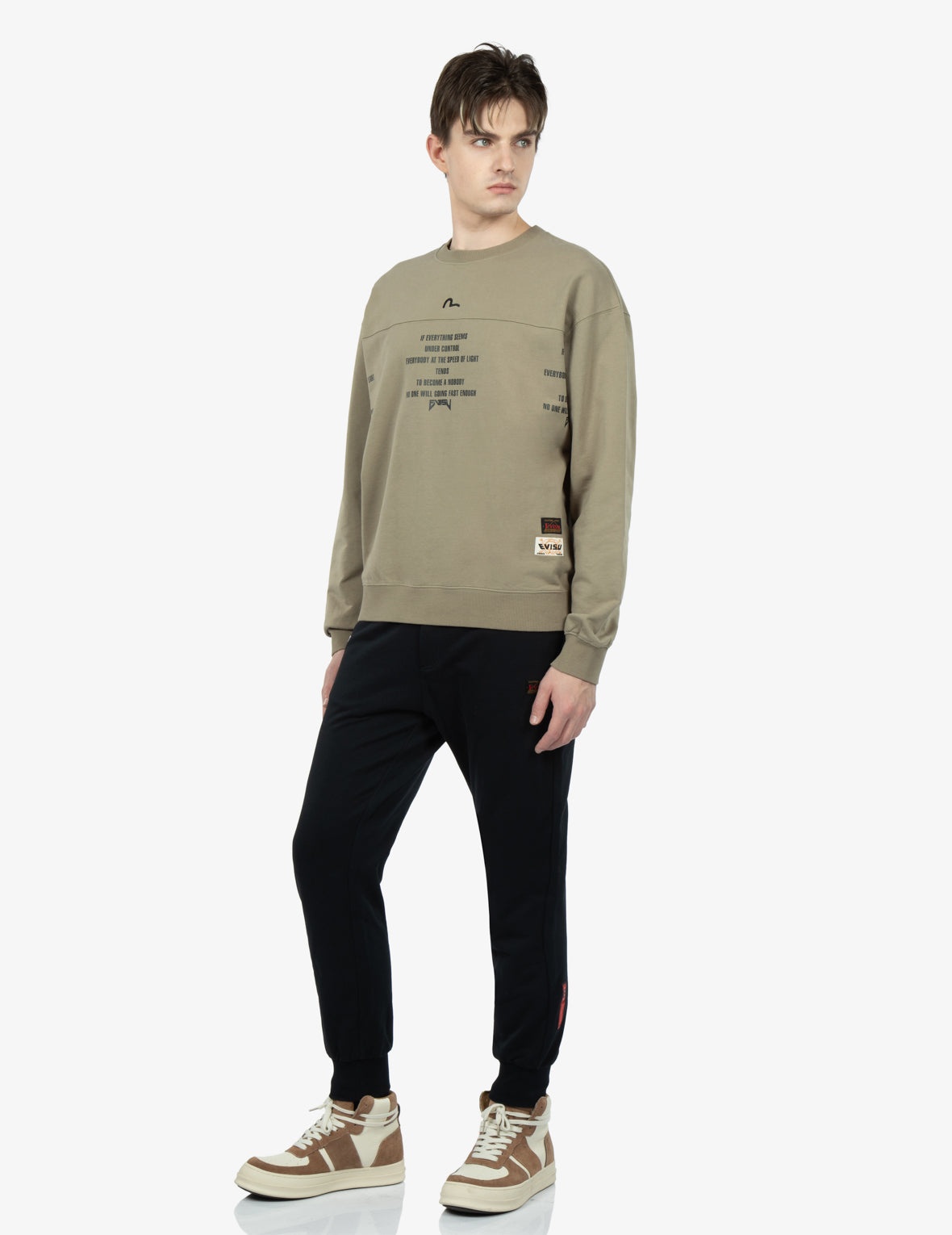 Spray-effect Godhead Print Sweatshirt with Seagull Embroidery - 4