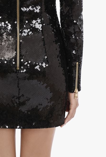 Short black sequinned dress - 9