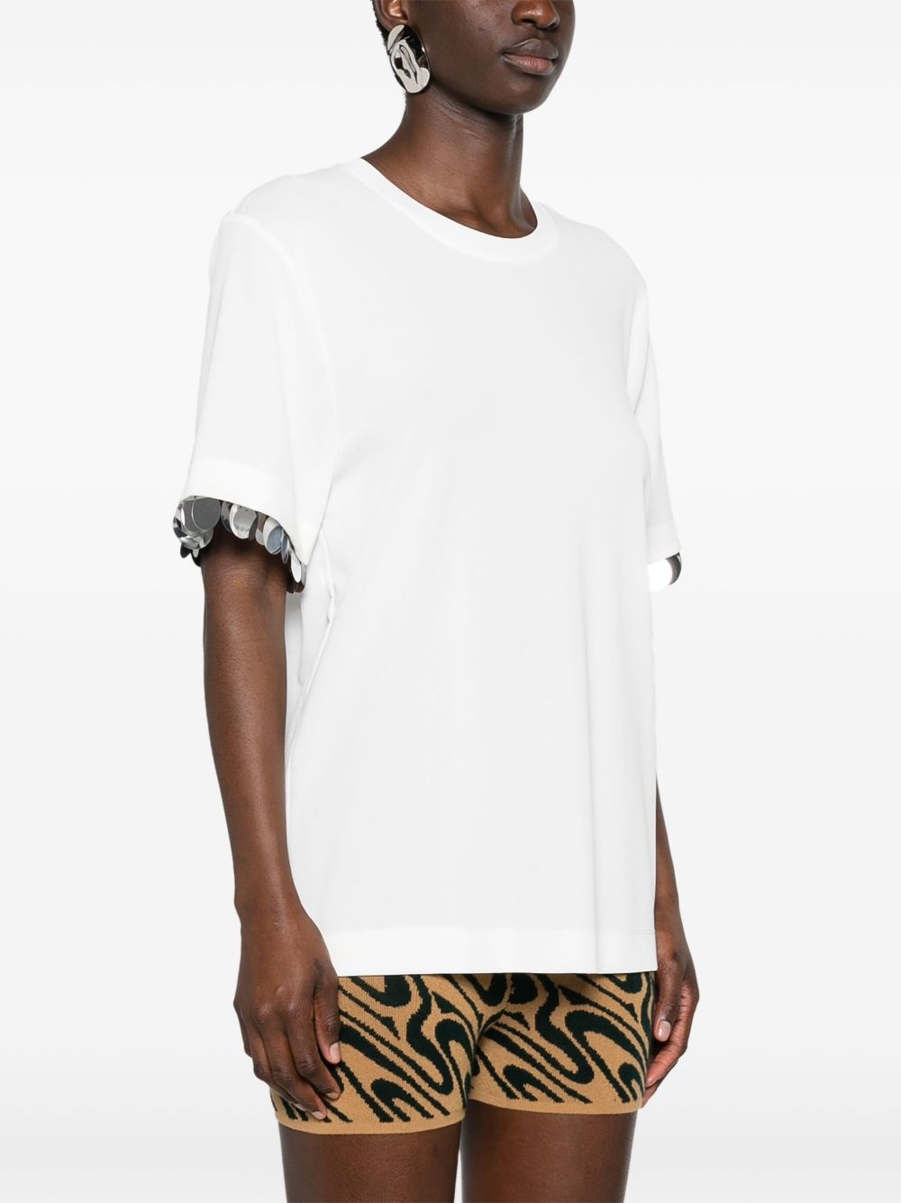 paillette-embellished crepe T-shirt - 3