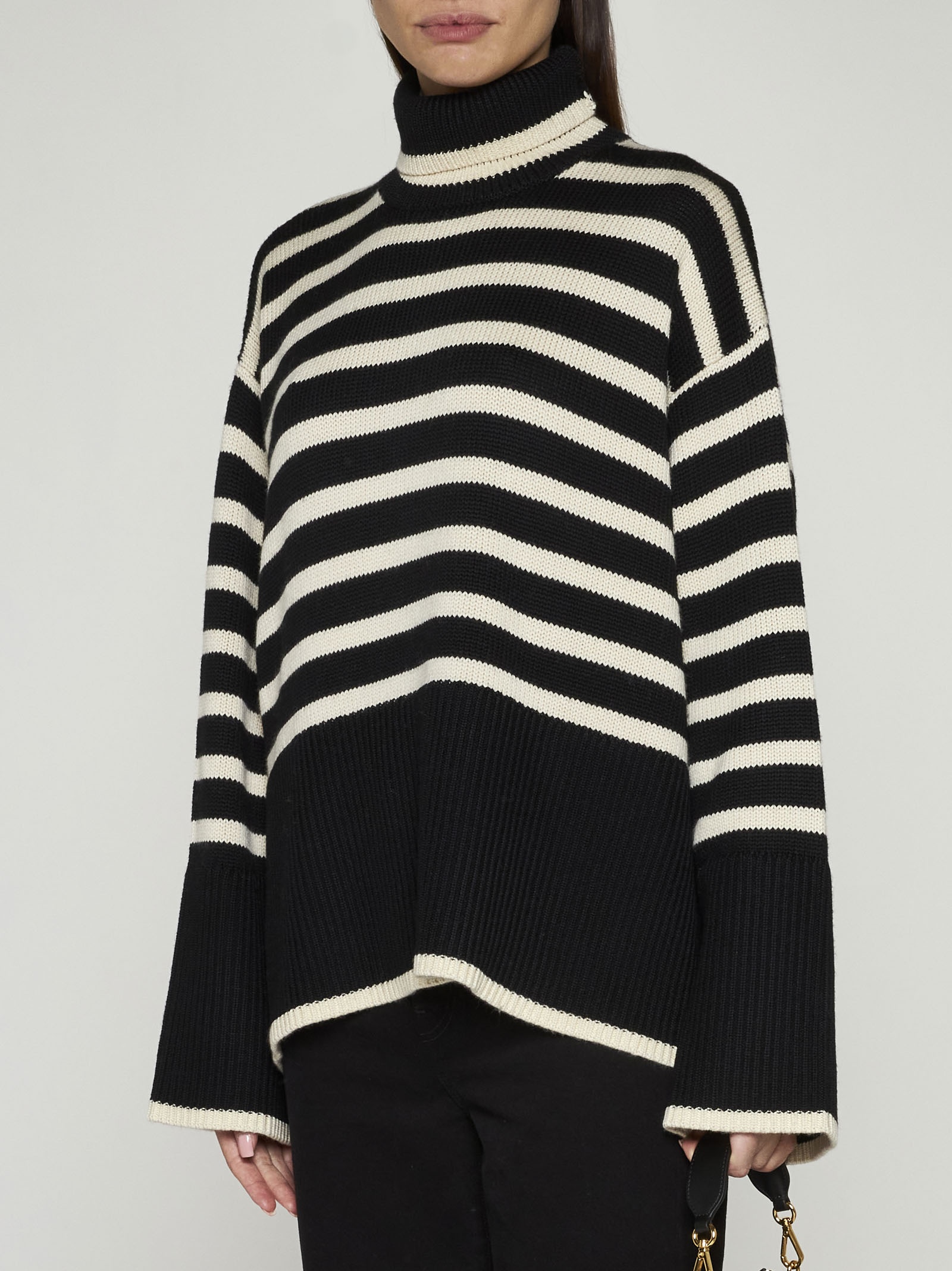 Striped wool and cotton turtleneck - 2