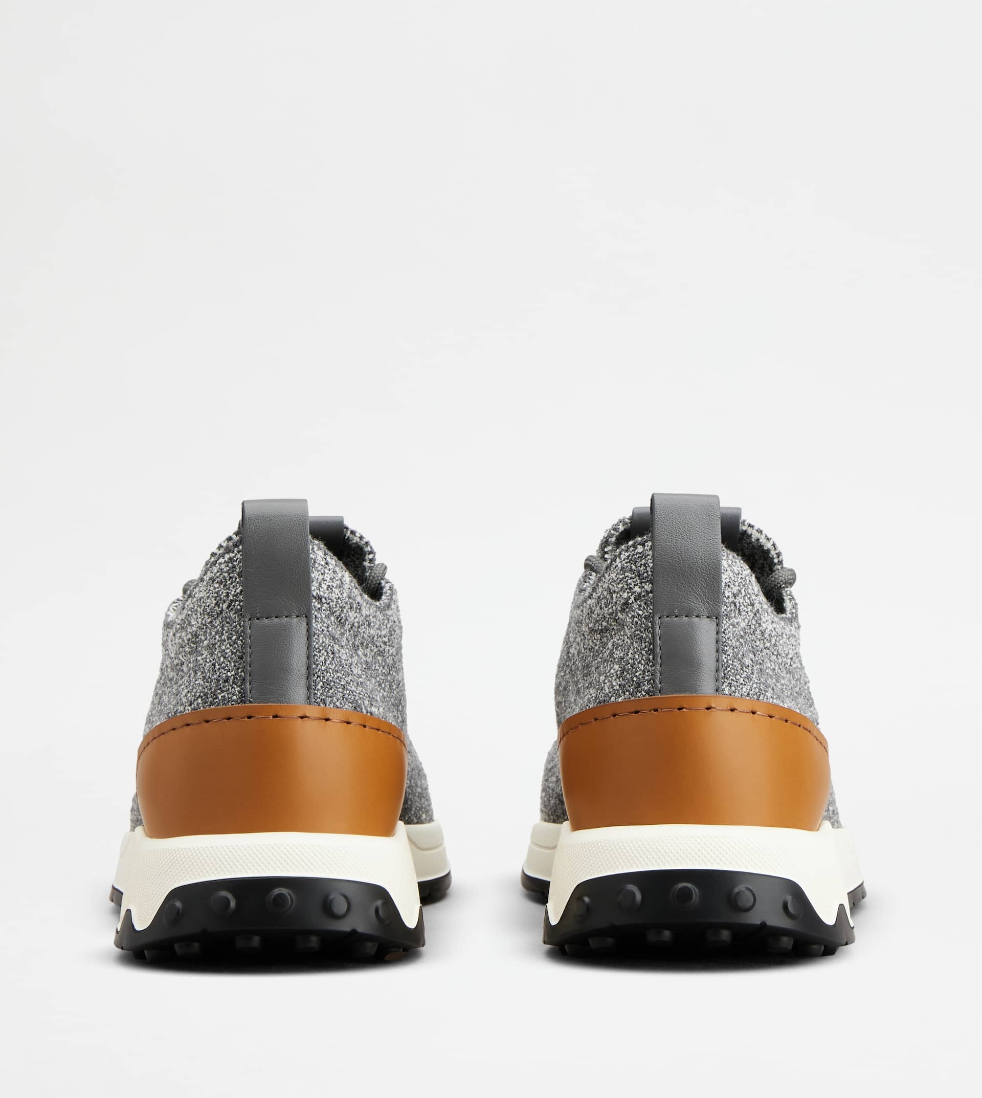 SOCK SNEAKERS IN TECHNICAL FABRIC AND LEATHER - GREY, BROWN - 2