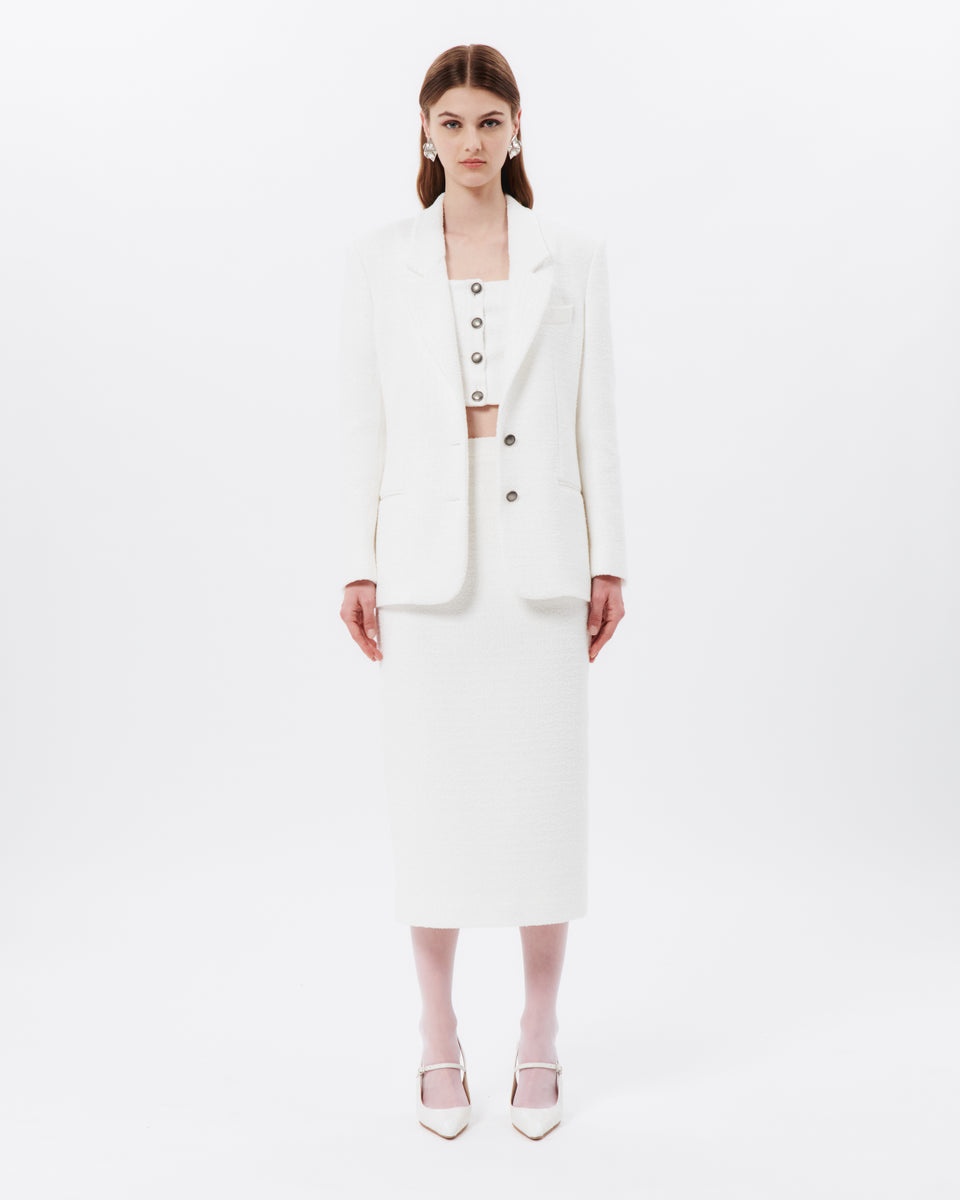 CHECKED TWEED BOUCLE TAILORED JACKET - 3