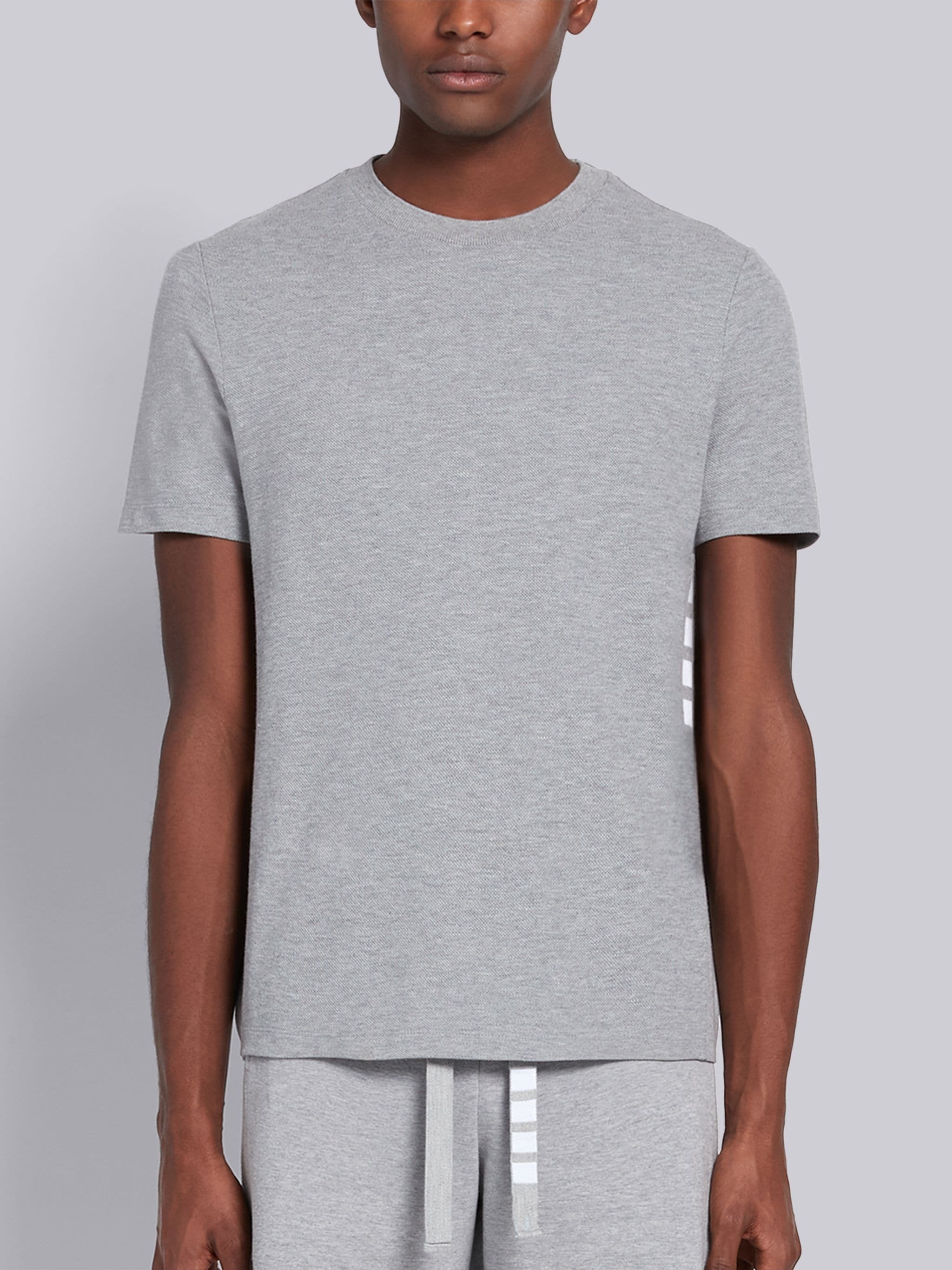 Light Grey Classic Pique Rib Side Insert 4-Bar T-shirt - 1