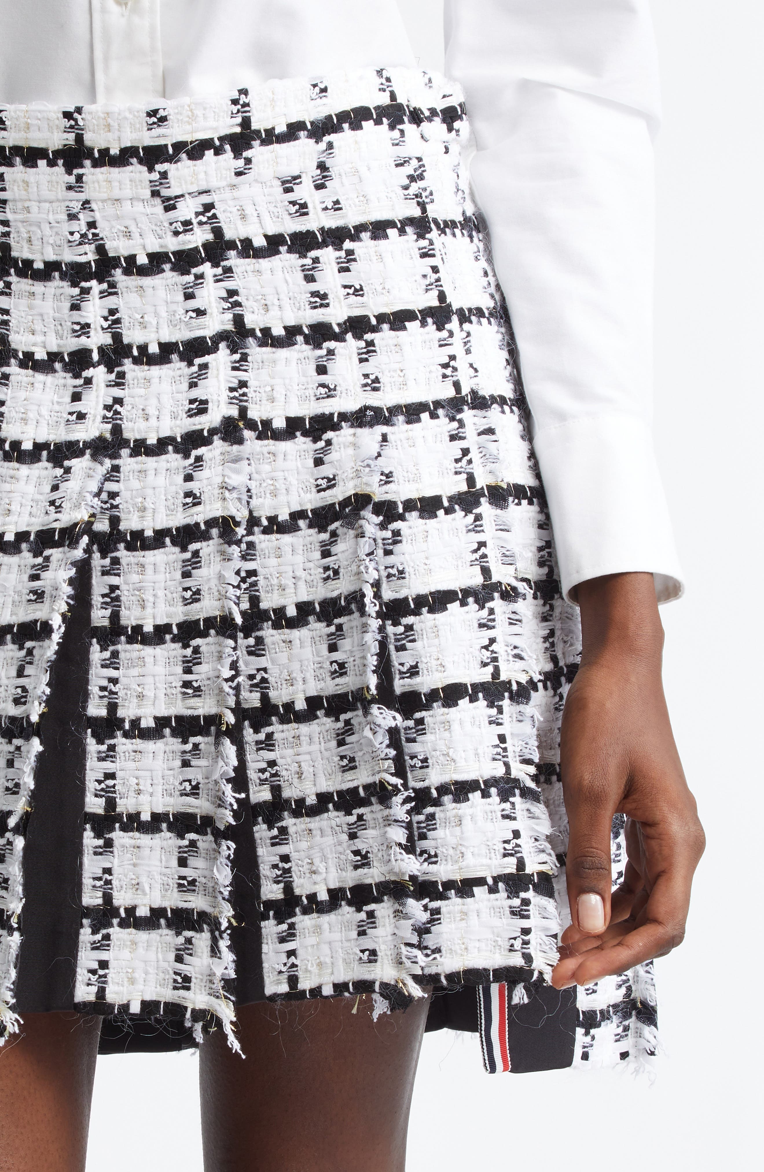 Thom Browne Drop Back Pleated Wool Miniskirt in White at Nordstrom - 5