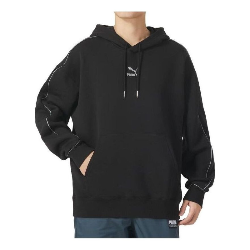 PUMA PUMA Logo Printed Hoodie 'Black White' 625077-01 outlook