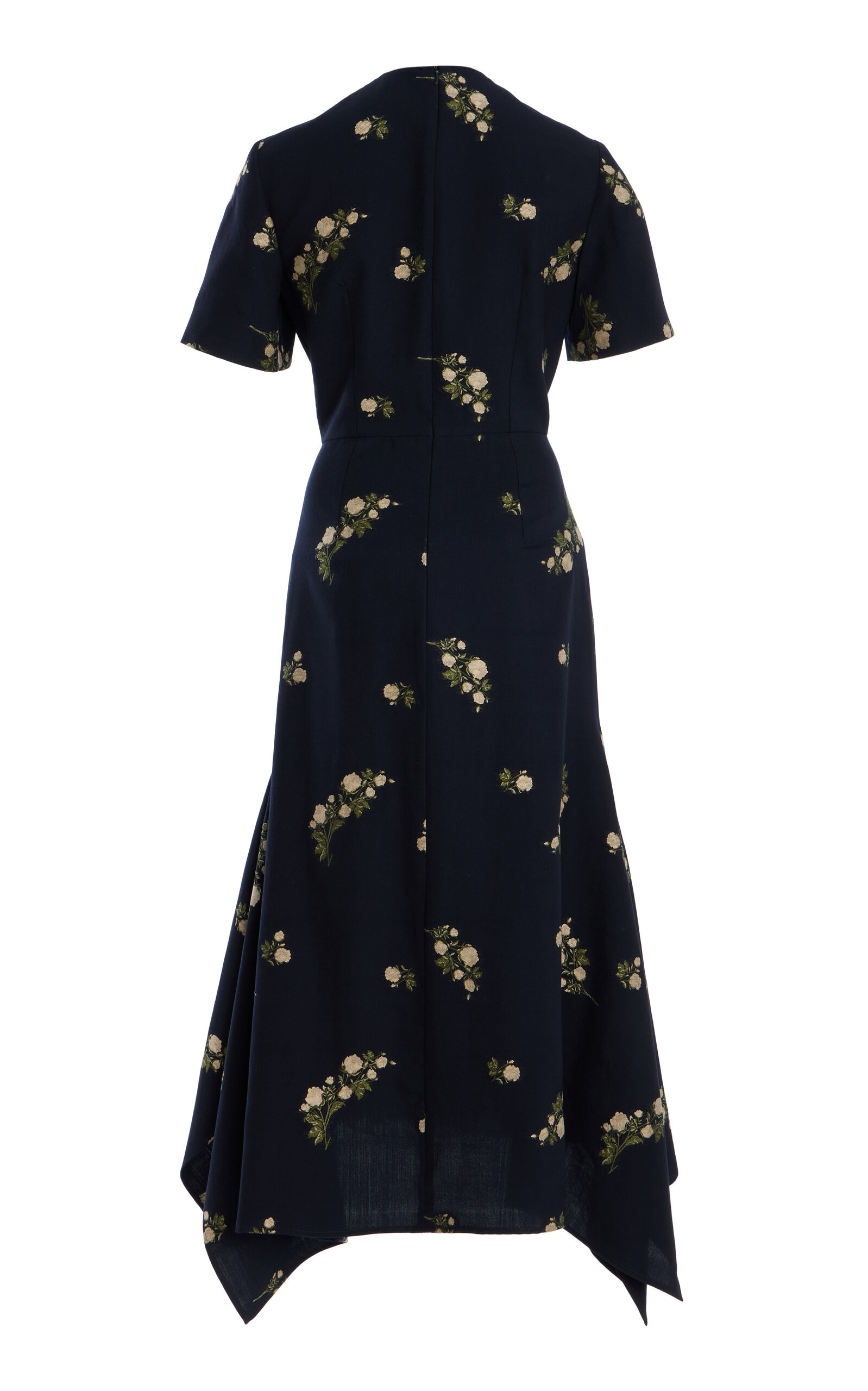 Printed Wool-Cotton Midi Dress navy - 2