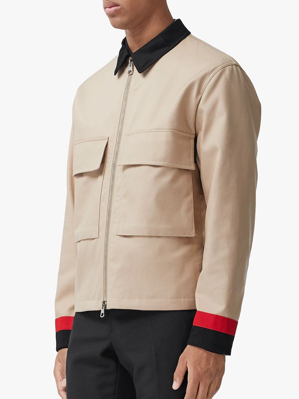 stripe detail gabardine field jacket - 3