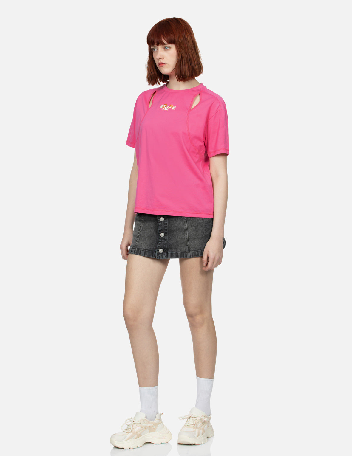 SEAGULL EMBROIDERY WASHED FASHION FIT DENIM SKORT - 4