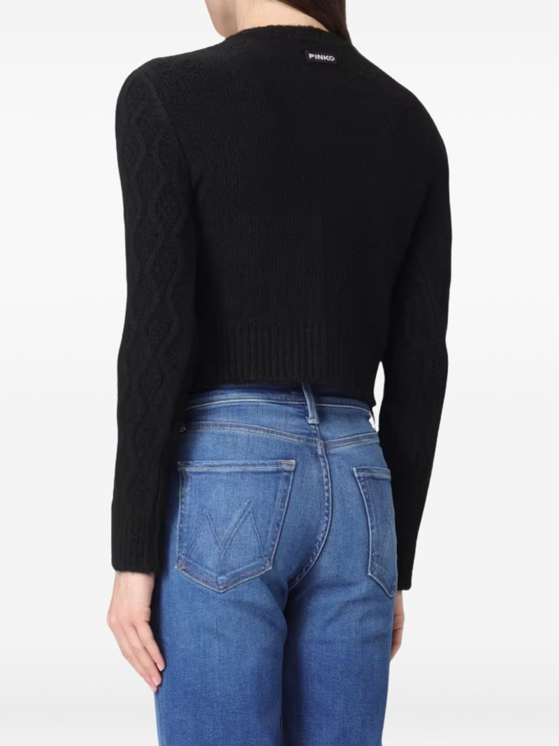 PINKO cable-knit embellished cardigan outlook
