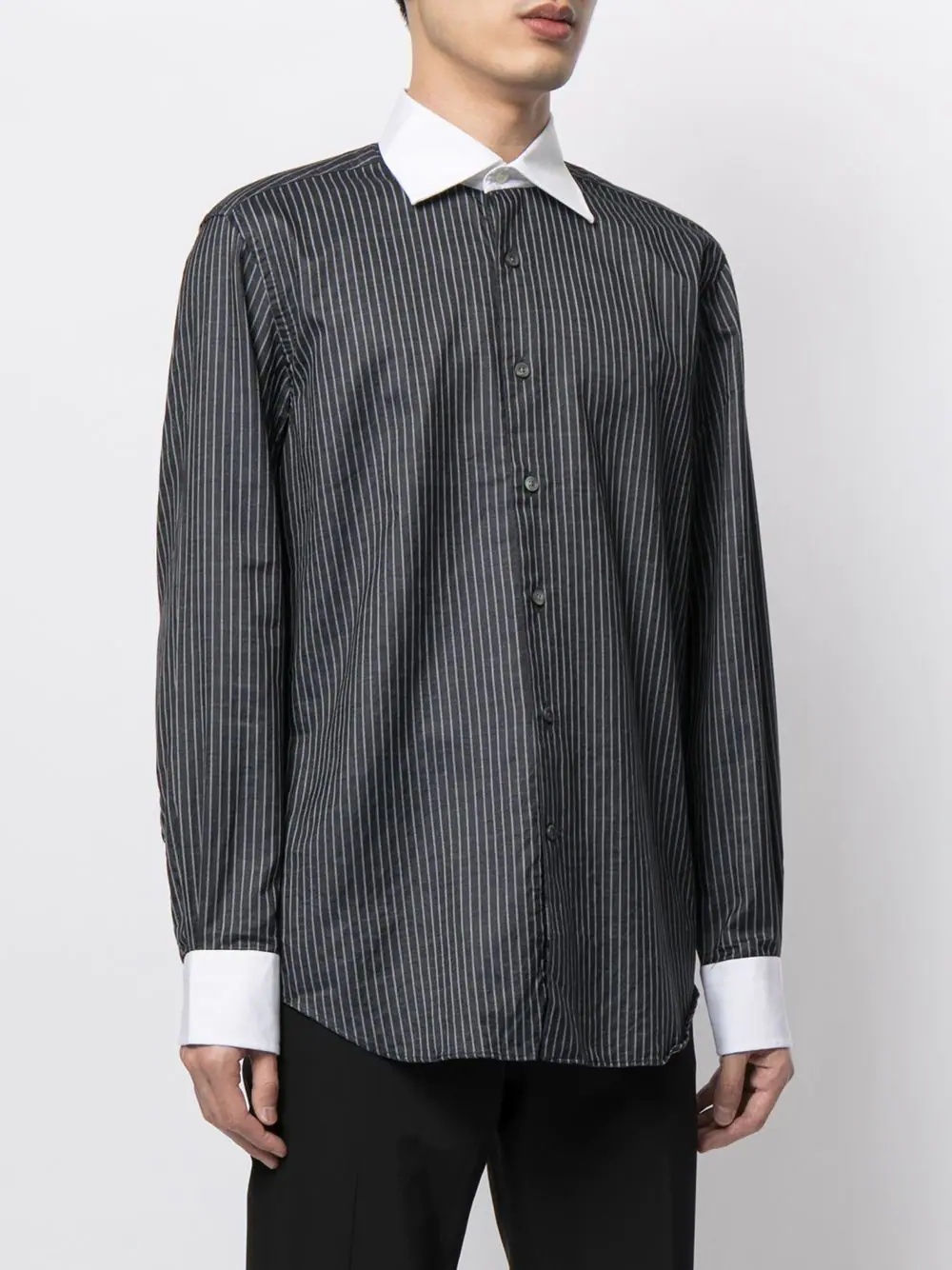 two-tone stripe-print shirt - 3