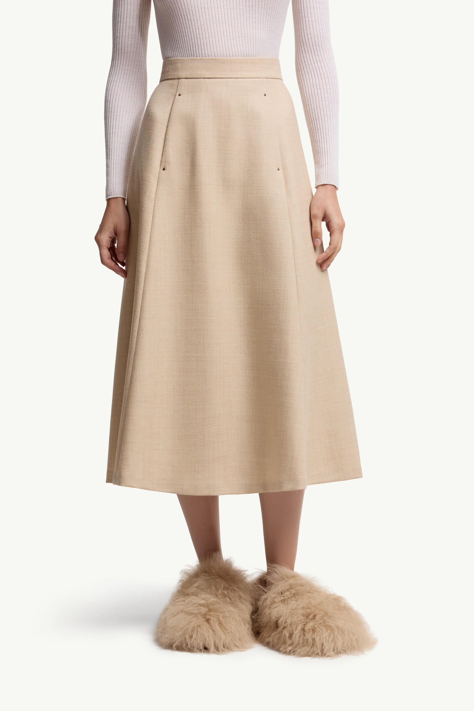 Mouliné Wool Midi Skirt - 3