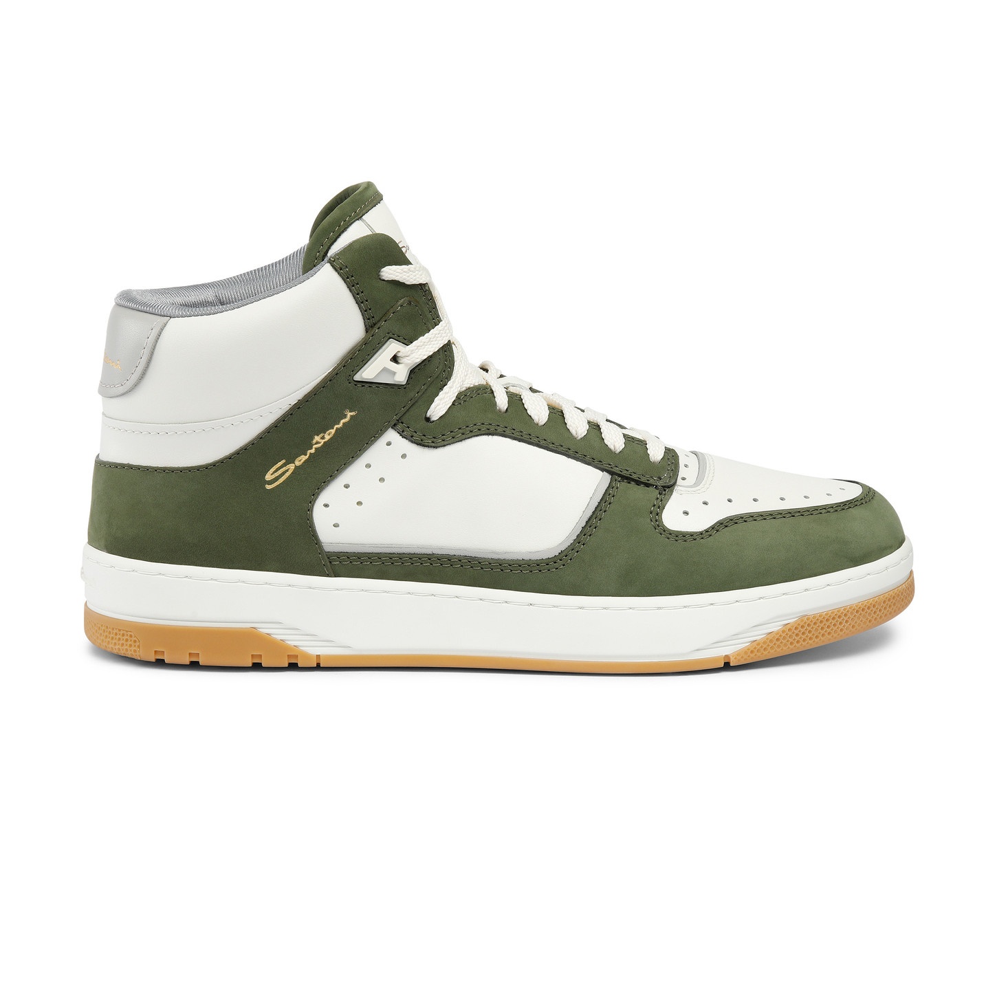 Men’s white and green leather and nubuck Sneak-Air sneaker - 1