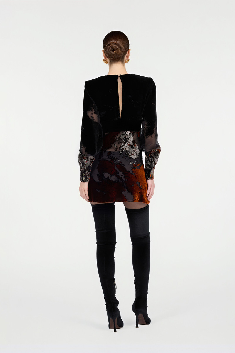Black Mini Dress With Marine Print 4