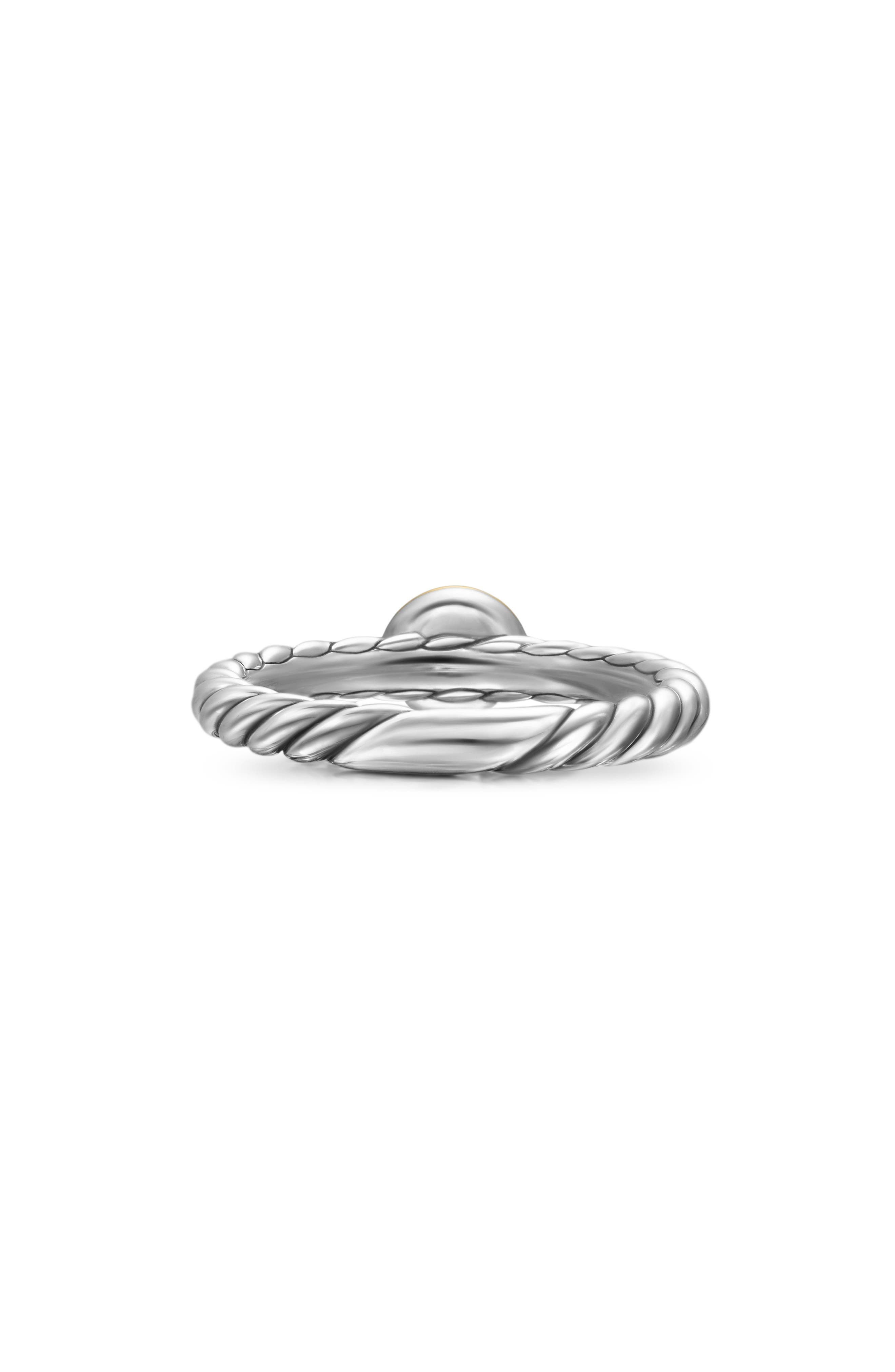 David Yurman Petite Cable Ring in Sterling Silver with 14K Yellow Gold in Silver/Gold/Black Onyx at  - 6